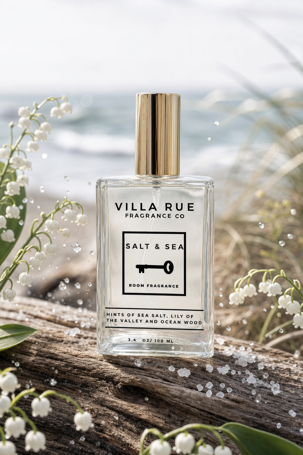 Villa Rue Salt Sea room & body mist — themed scene