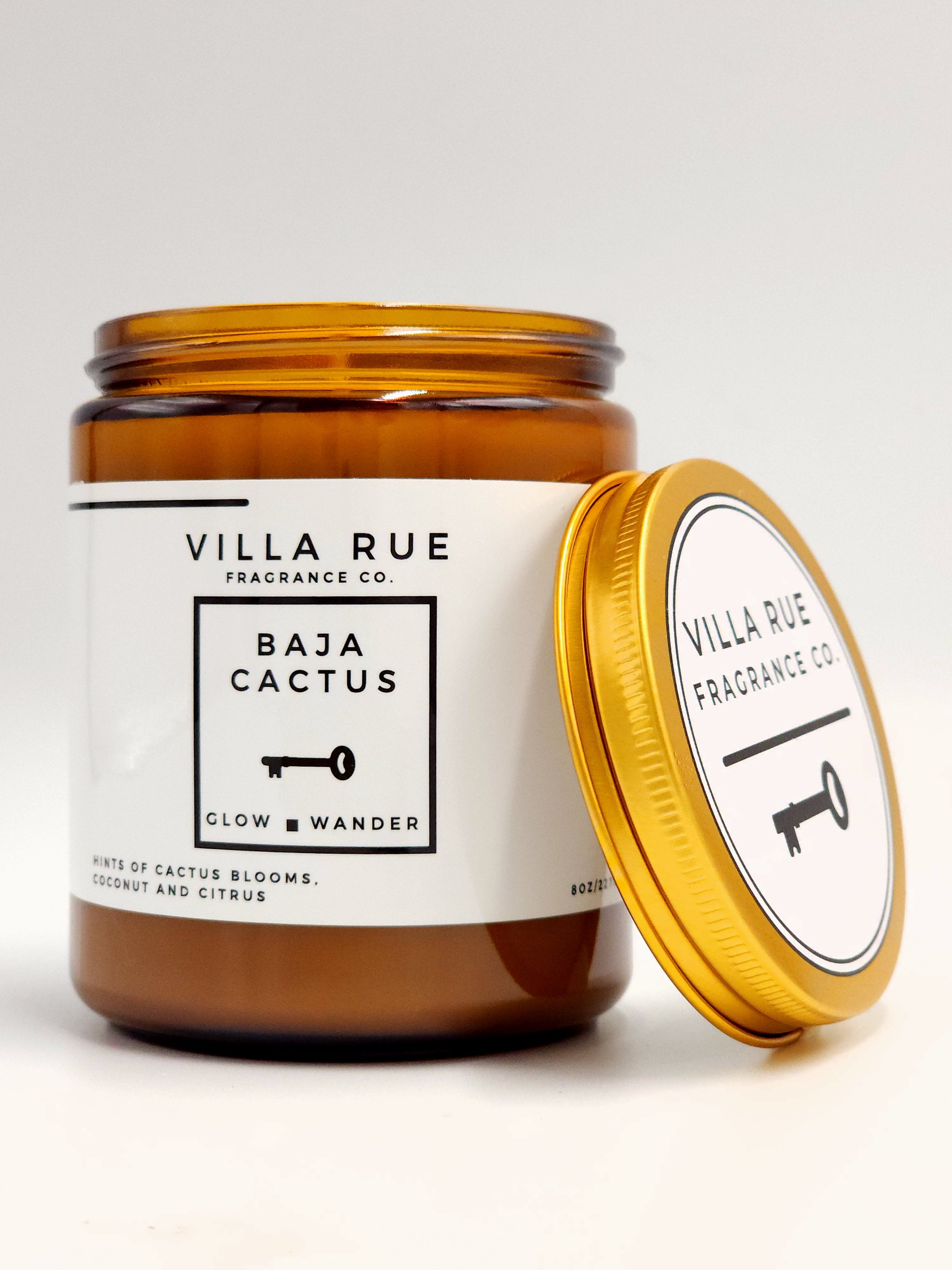 Villa Rue Baja Cactus soy candle — 8oz Amber Jar