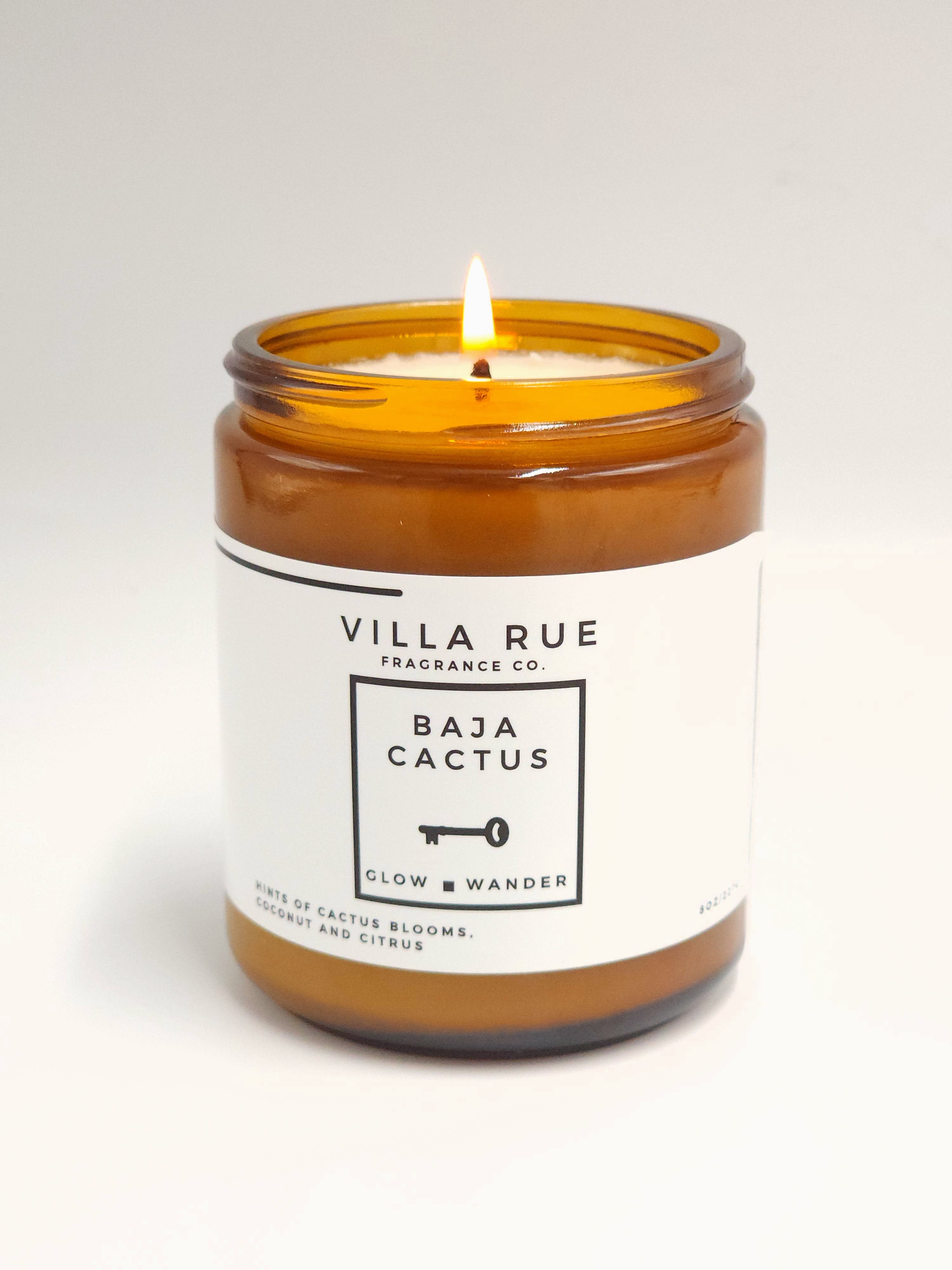 Villa Rue Baja Cactus soy candle — 8oz Amber Jar