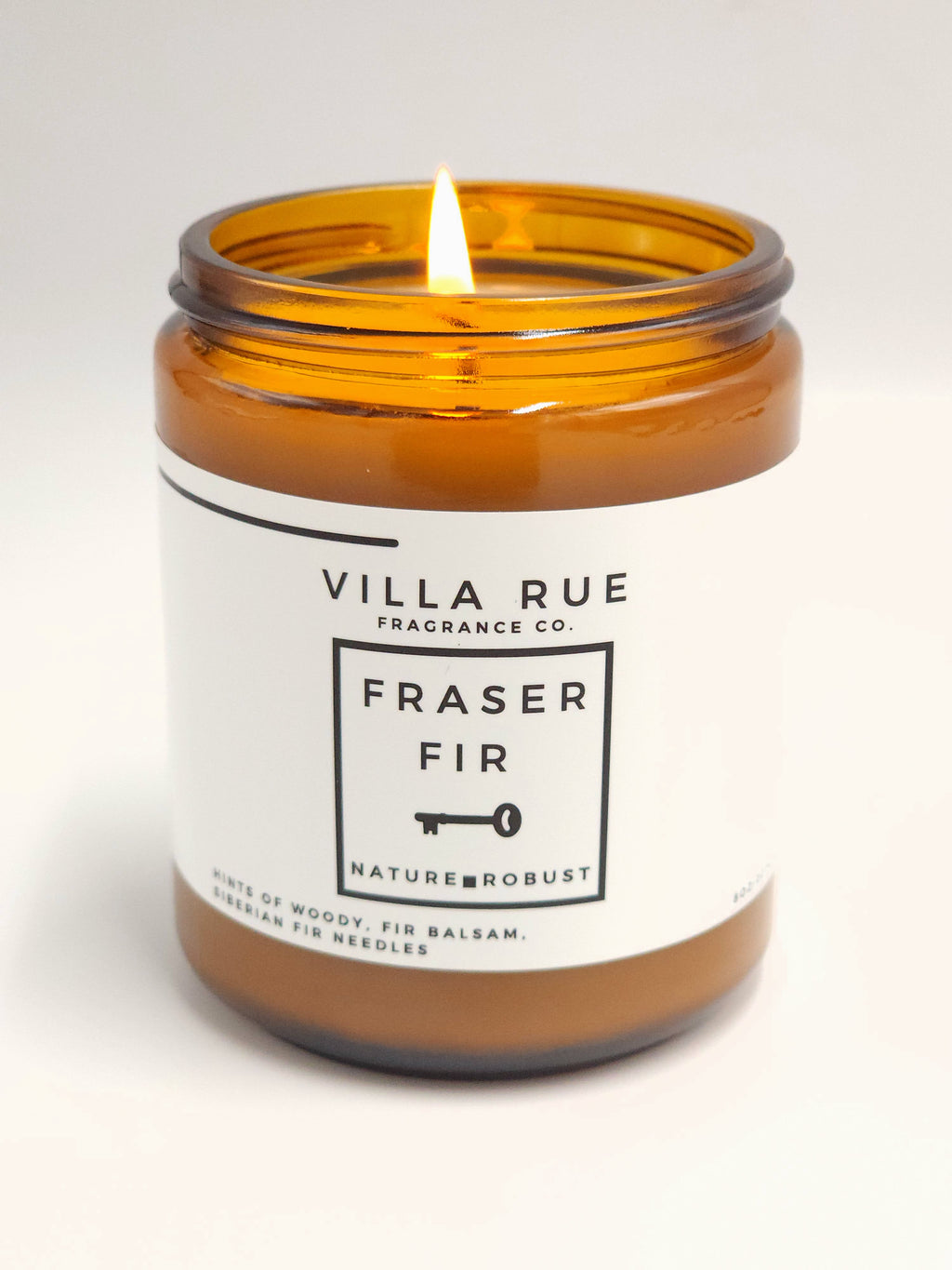 Villa Rue Fraser Fir soy candle — 8oz Amber Jar