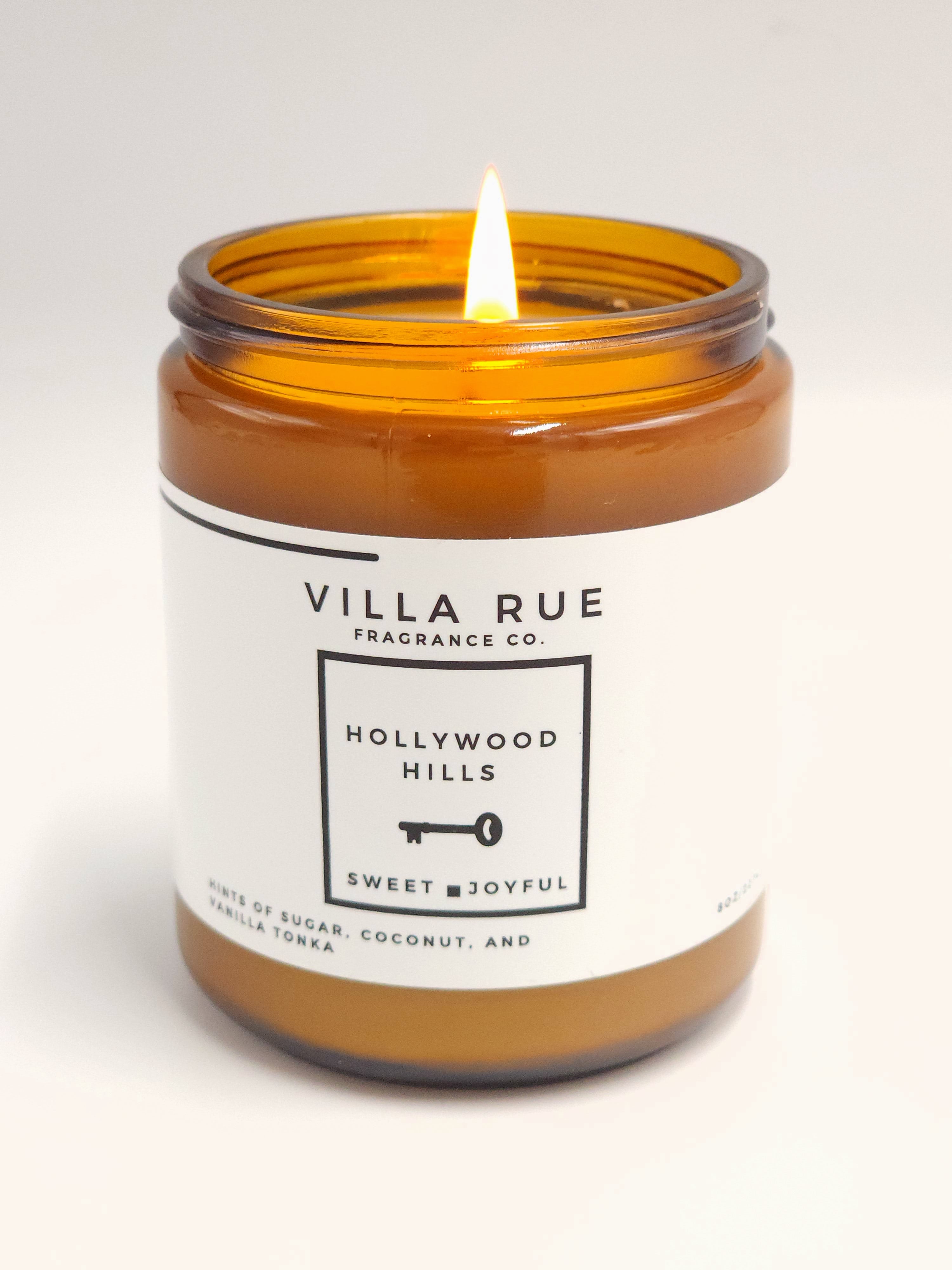 Villa Rue Hollywood Hills soy candle — 8oz Amber Jar