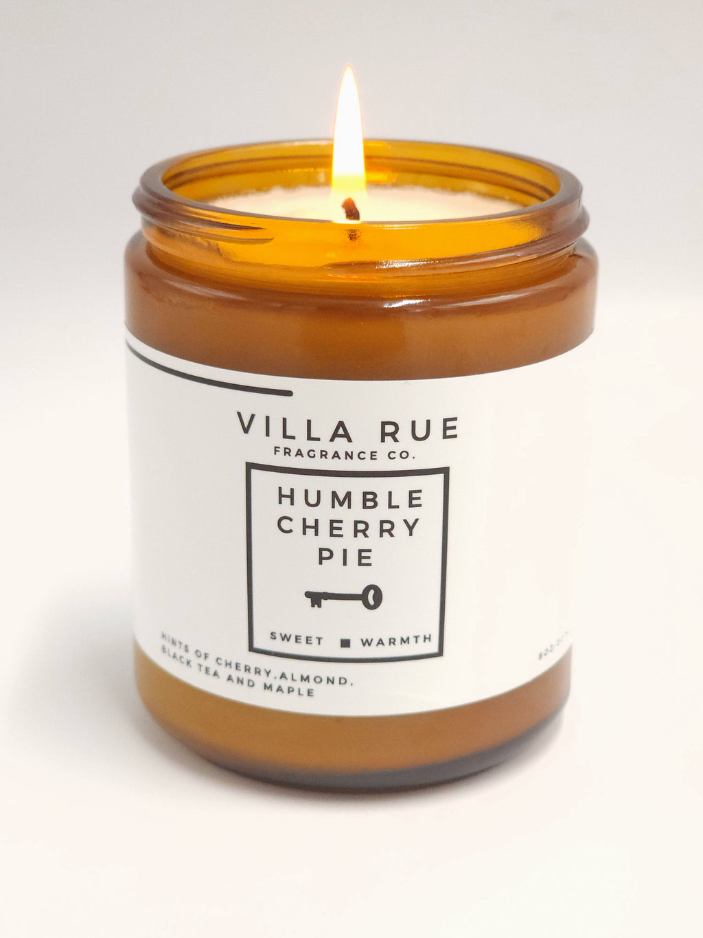 Villa Rue Humble Cherry Pie soy candle — 8oz Amber Jar