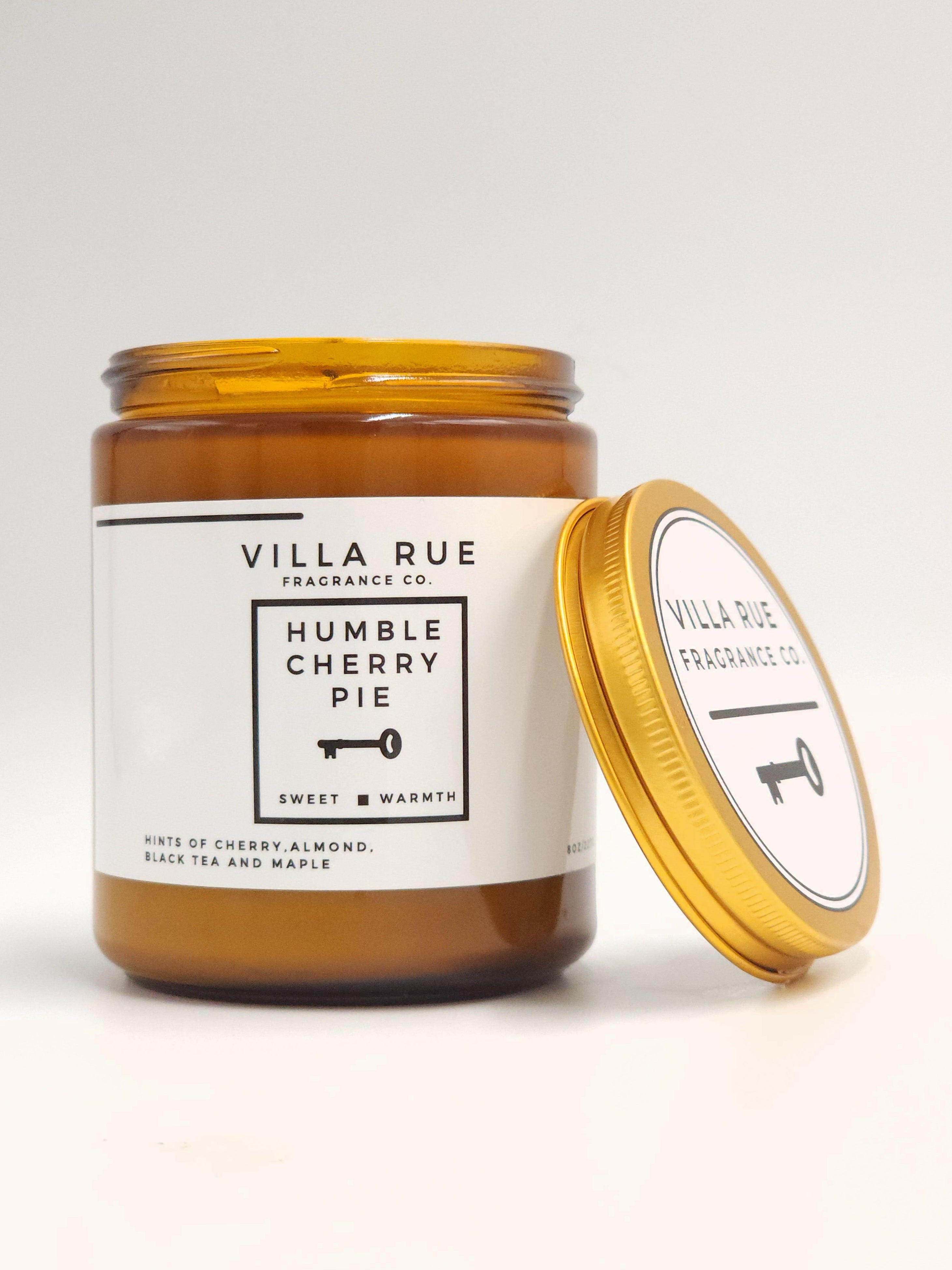Villa Rue Humble Cherry Pie soy candle — 8oz Amber Jar