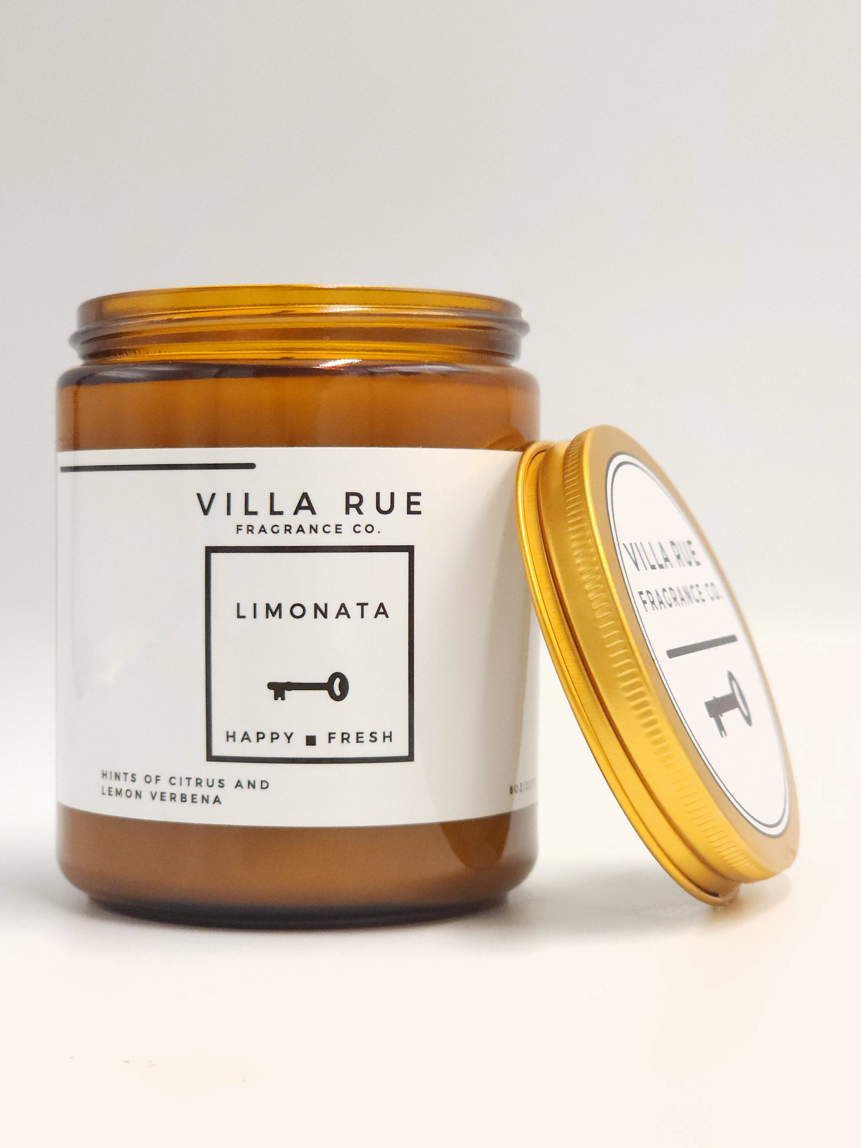 Villa Rue Limonata soy candle — 8oz Amber Jar