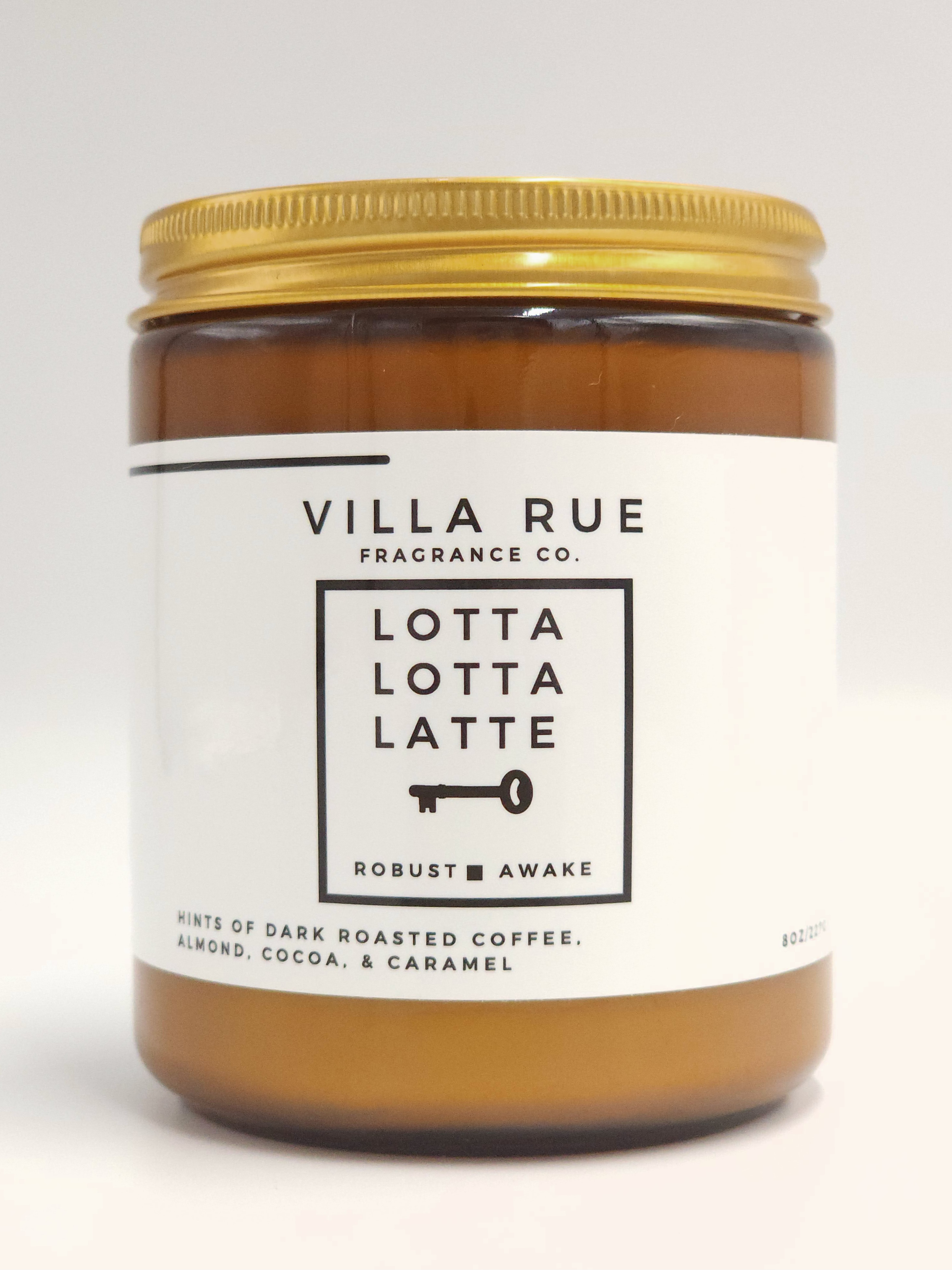 Villa Rue Lotta Lotta Latte soy candle — 8oz Amber Jar