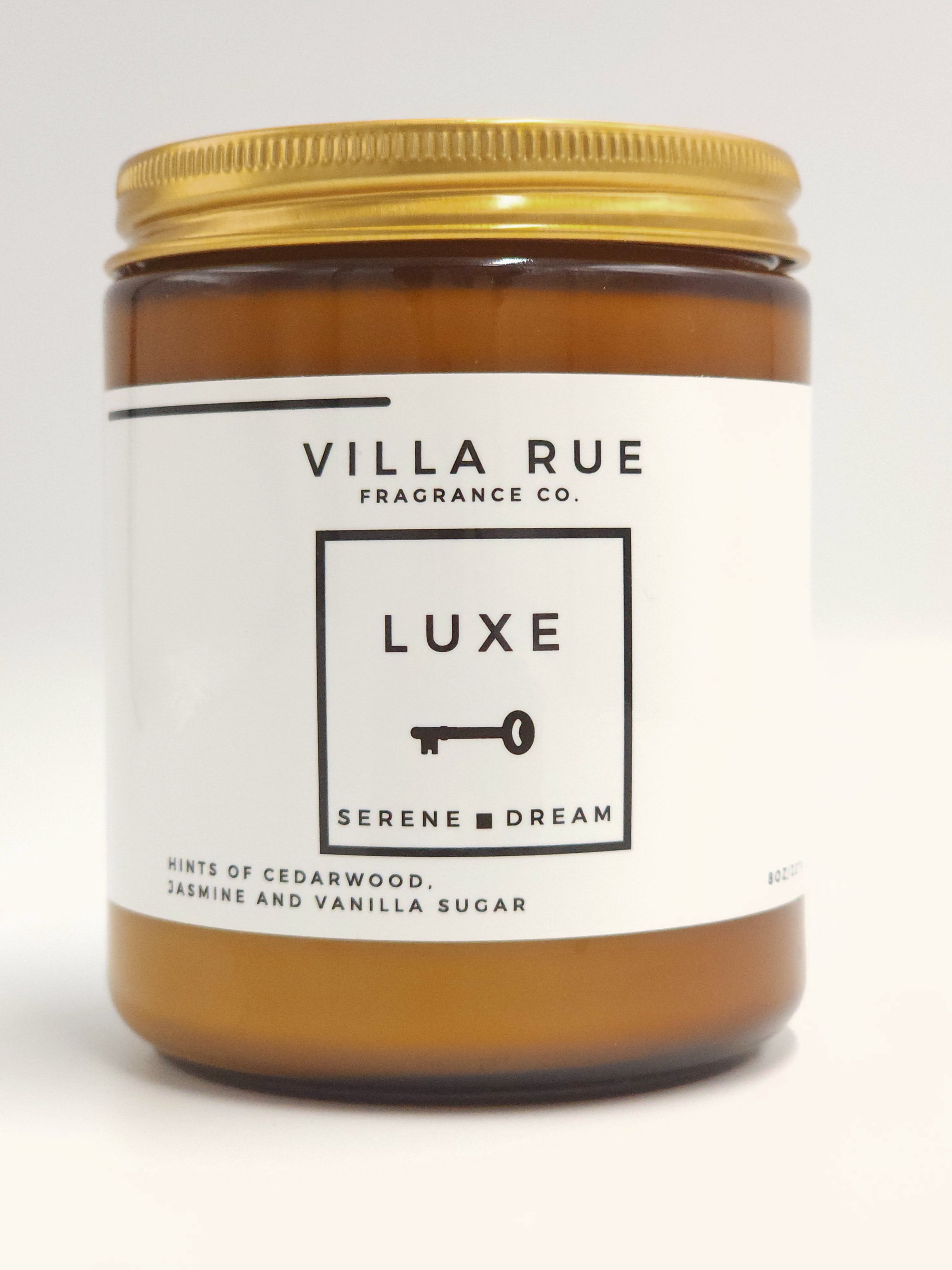 Villa Rue Luxe soy candle — 8oz Amber Jar