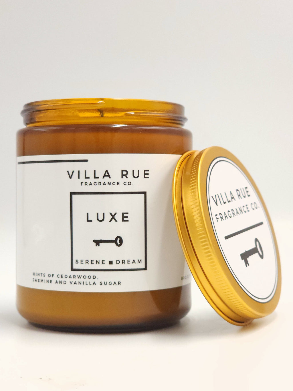 Villa Rue Luxe soy candle — 8oz Amber Jar