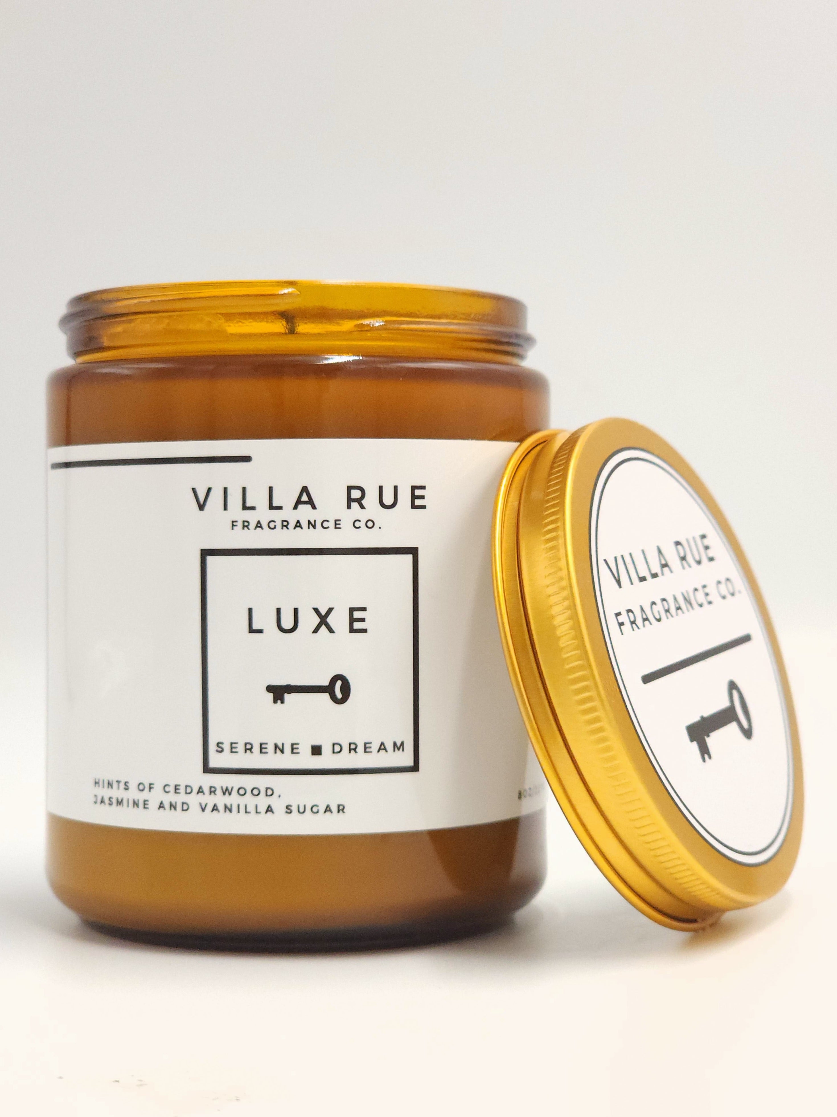 Villa Rue Luxe soy candle — 8oz Amber Jar