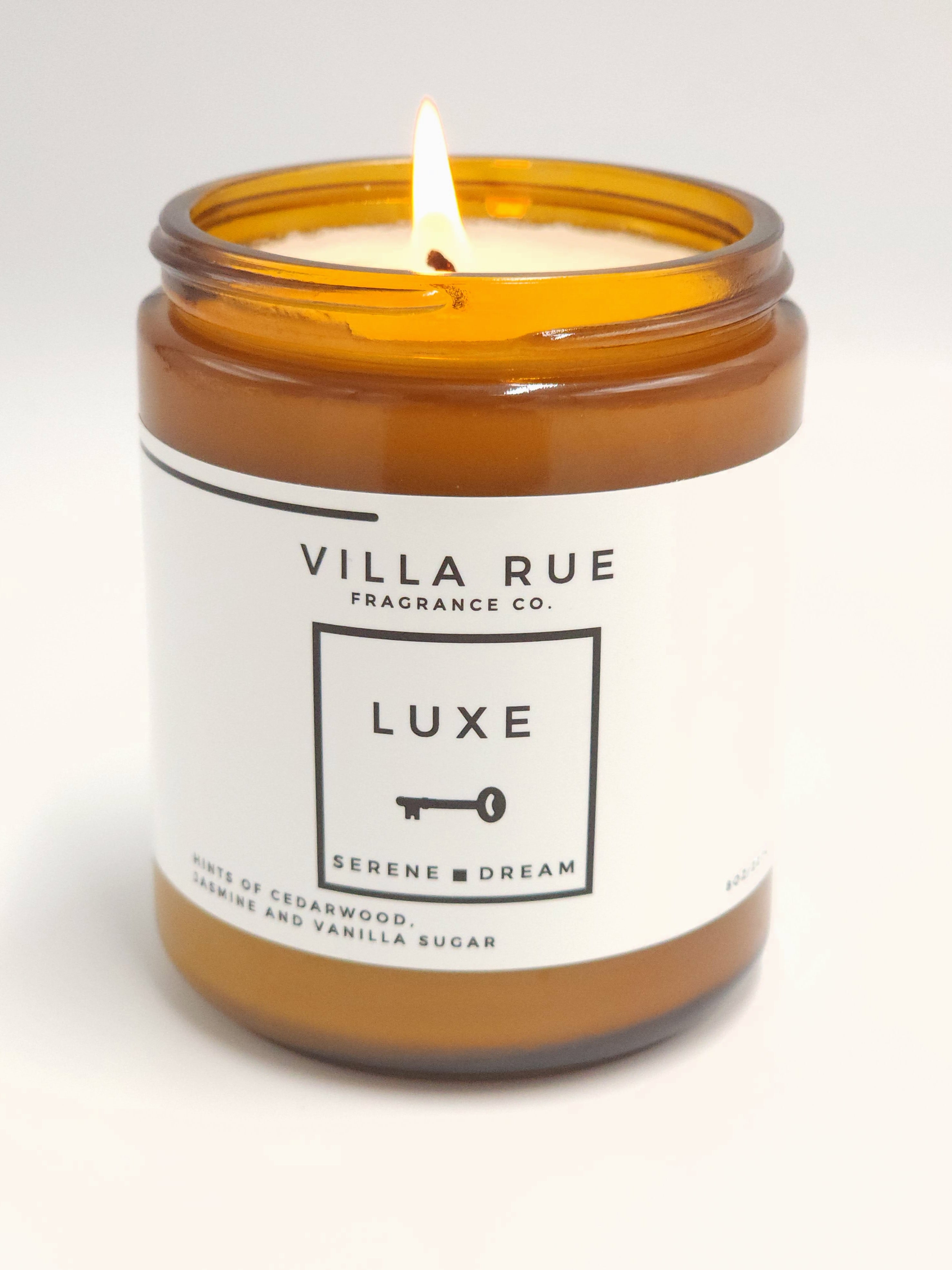 Villa Rue Luxe soy candle — 8oz Amber Jar