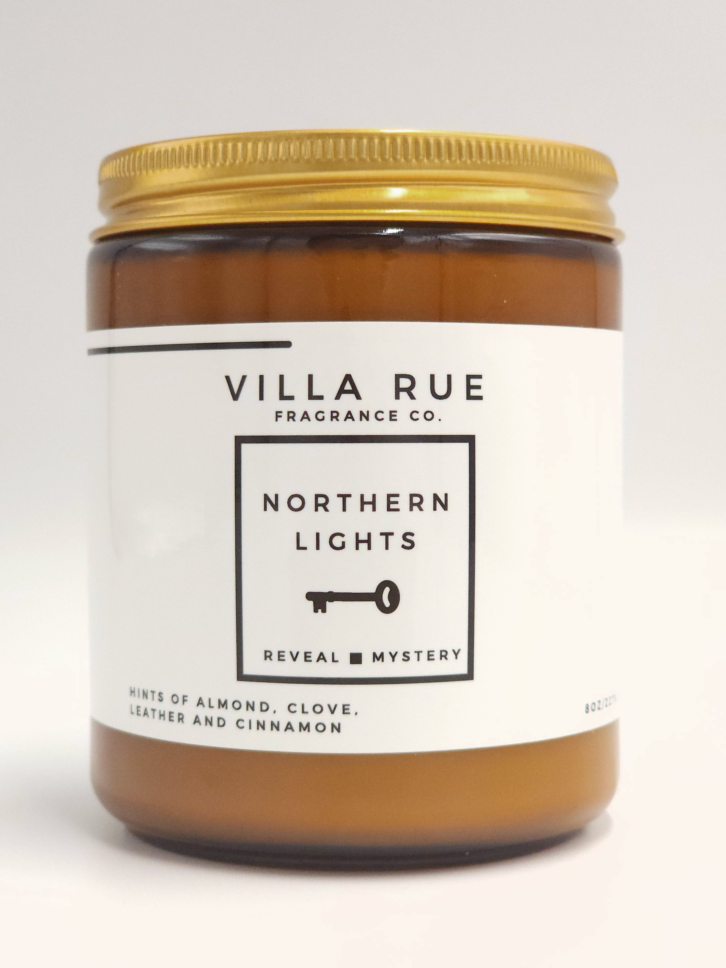 Villa Rue Northern Lights soy candle — 8oz Amber Jar