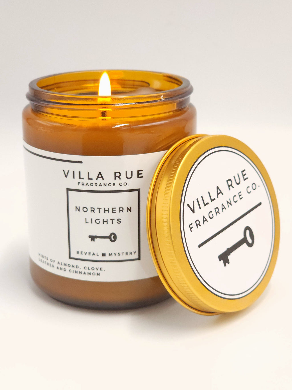 Villa Rue Northern Lights soy candle — 8oz Amber Jar