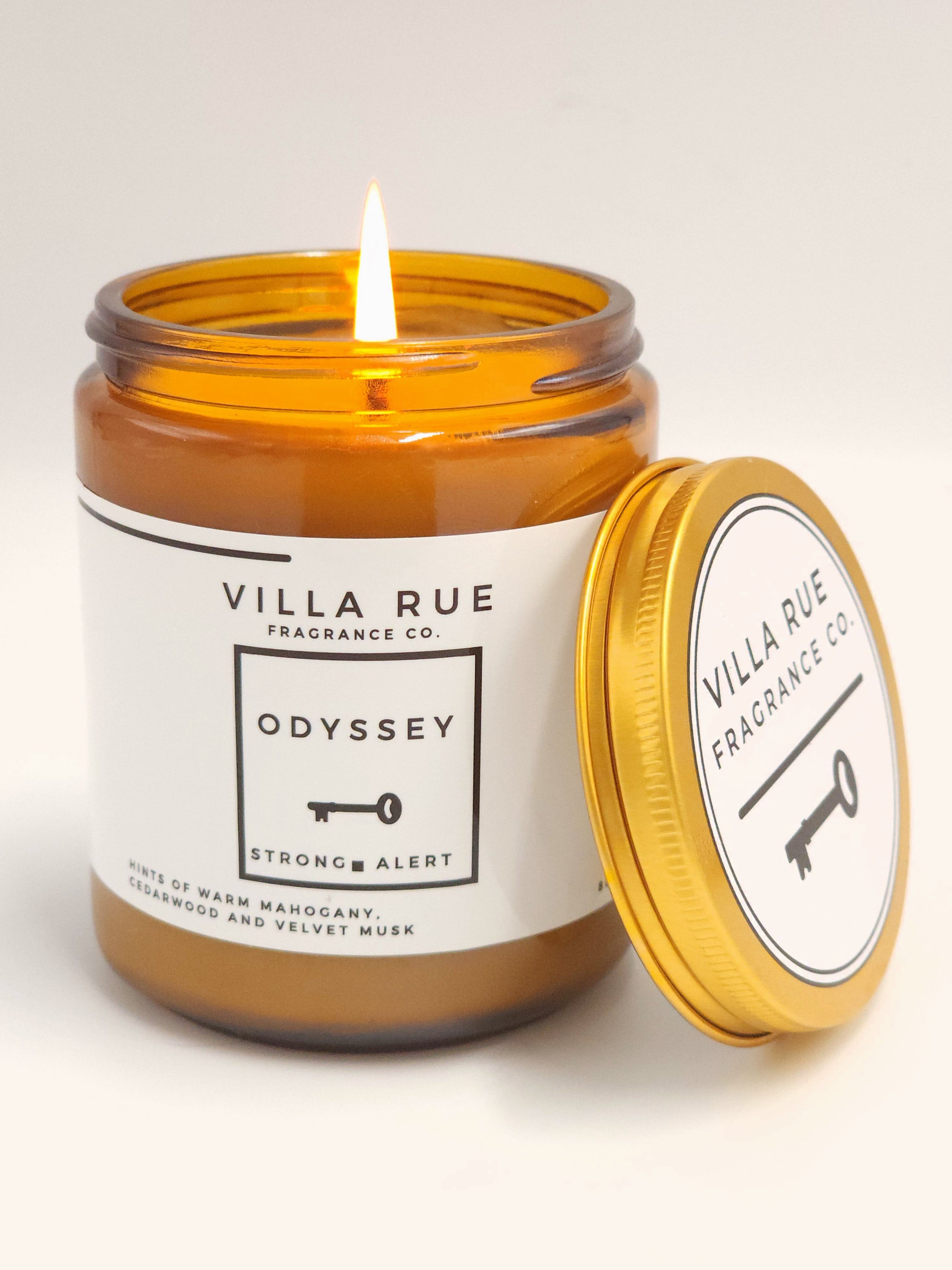 Villa Rue Odyssey soy candle — 8oz Amber Jar