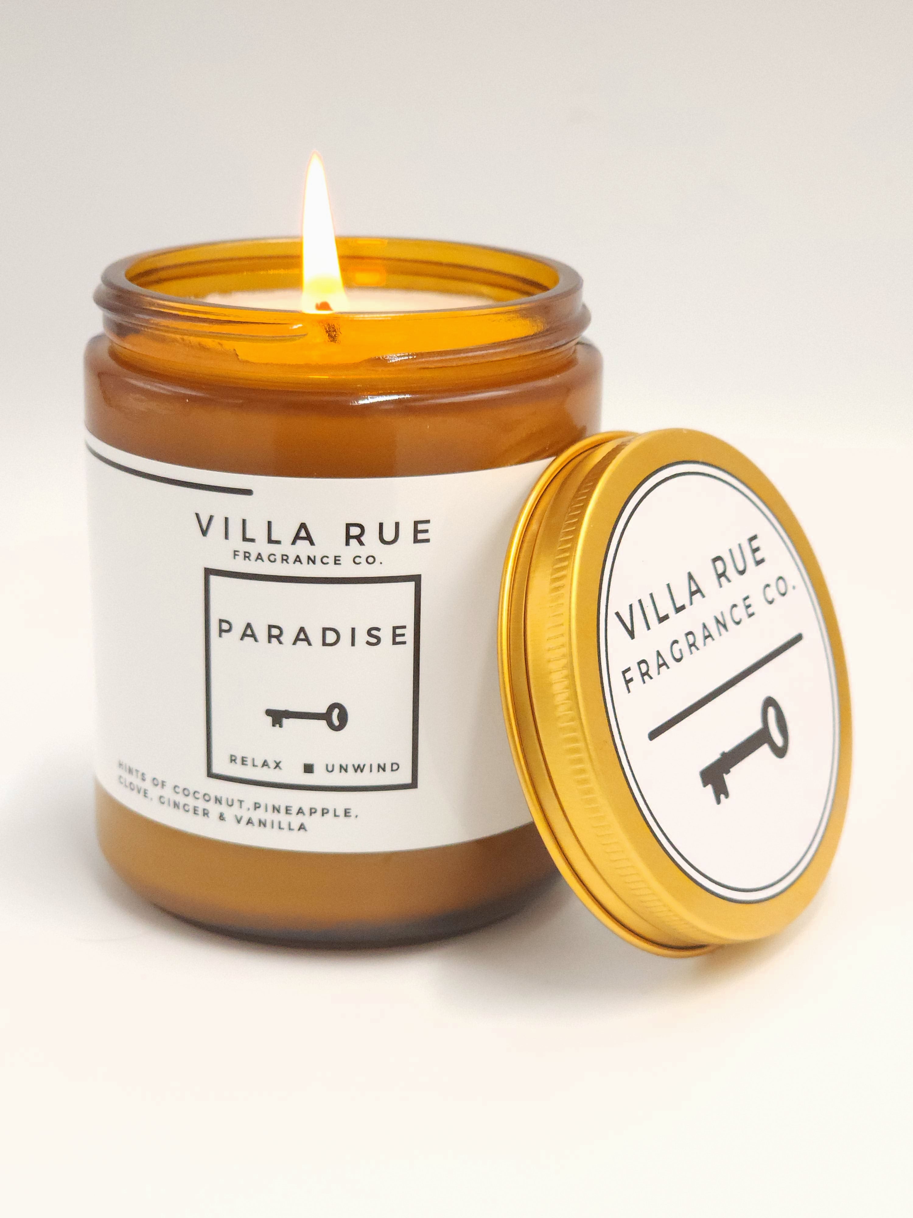 Villa Rue Paradise soy candle — 8oz Amber Jar