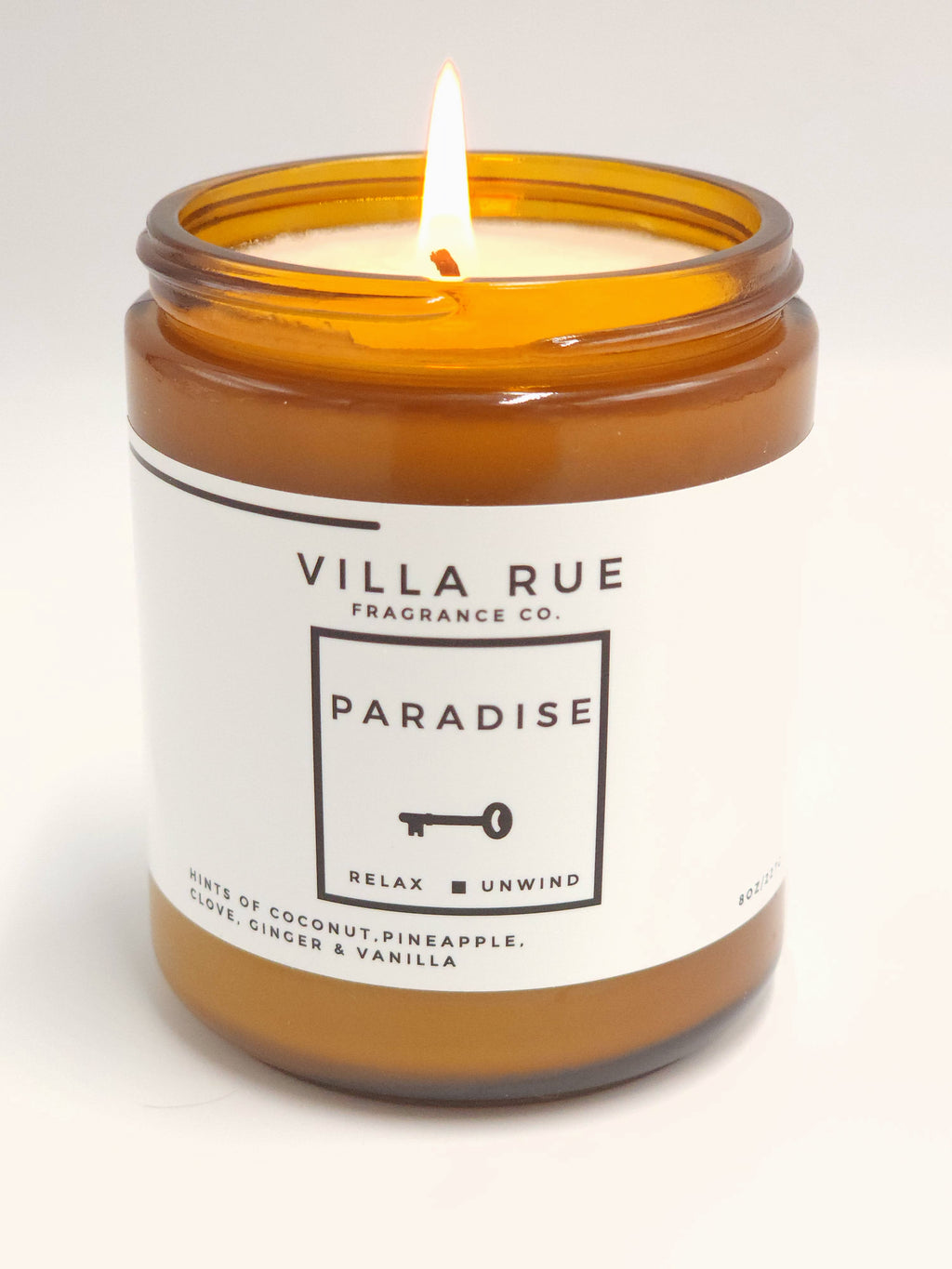 Villa Rue Paradise soy candle — 8oz Amber Jar