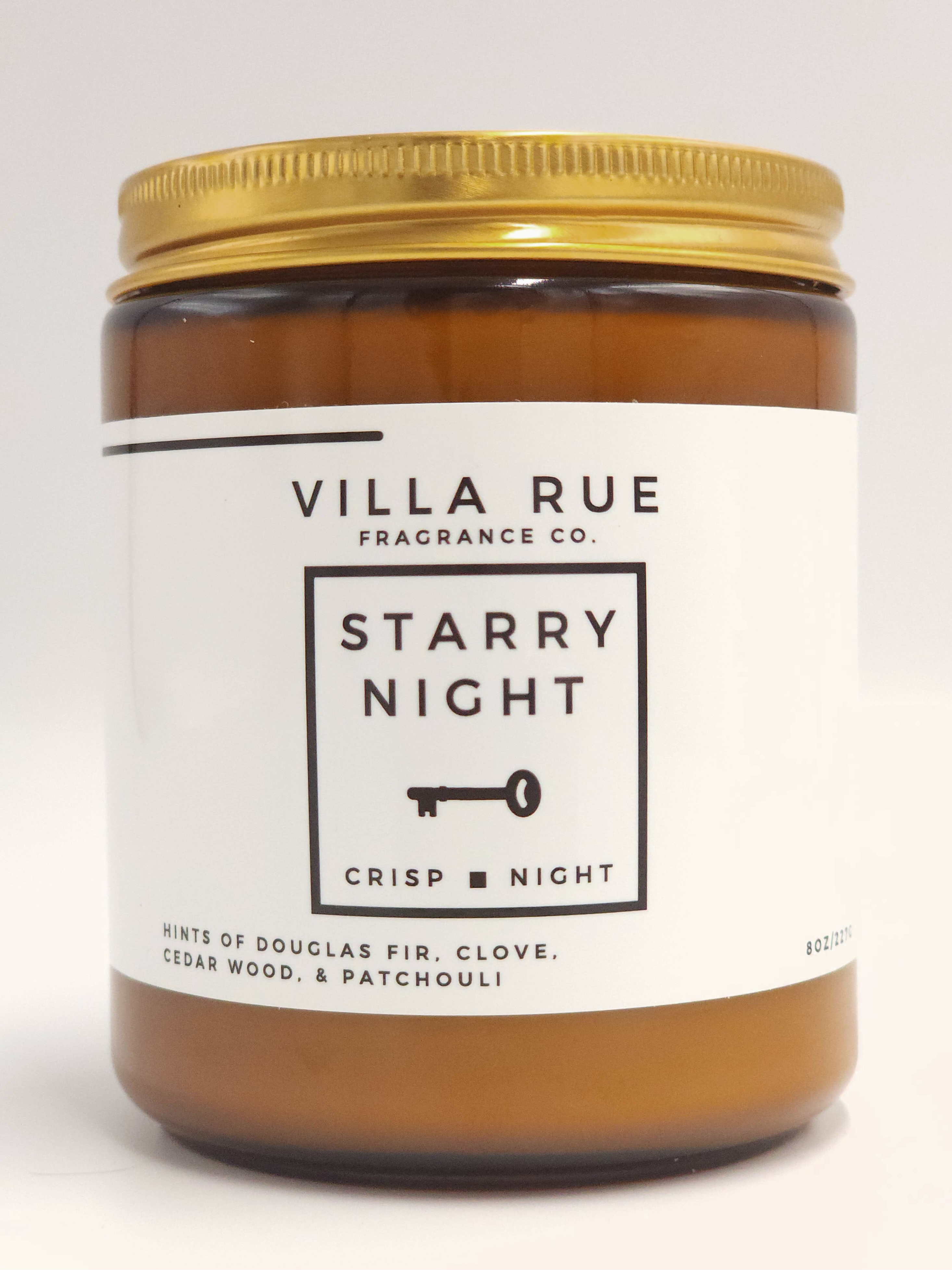 Villa Rue Starry Night soy candle — 8oz Amber Jar