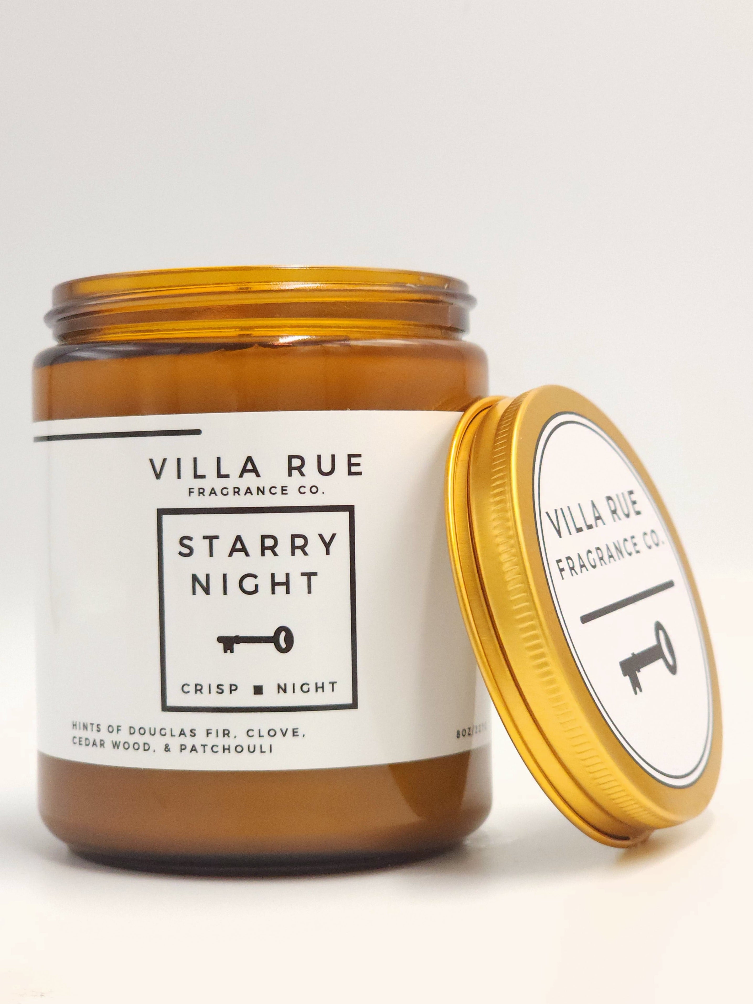 Villa Rue Starry Night soy candle — 8oz Amber Jar