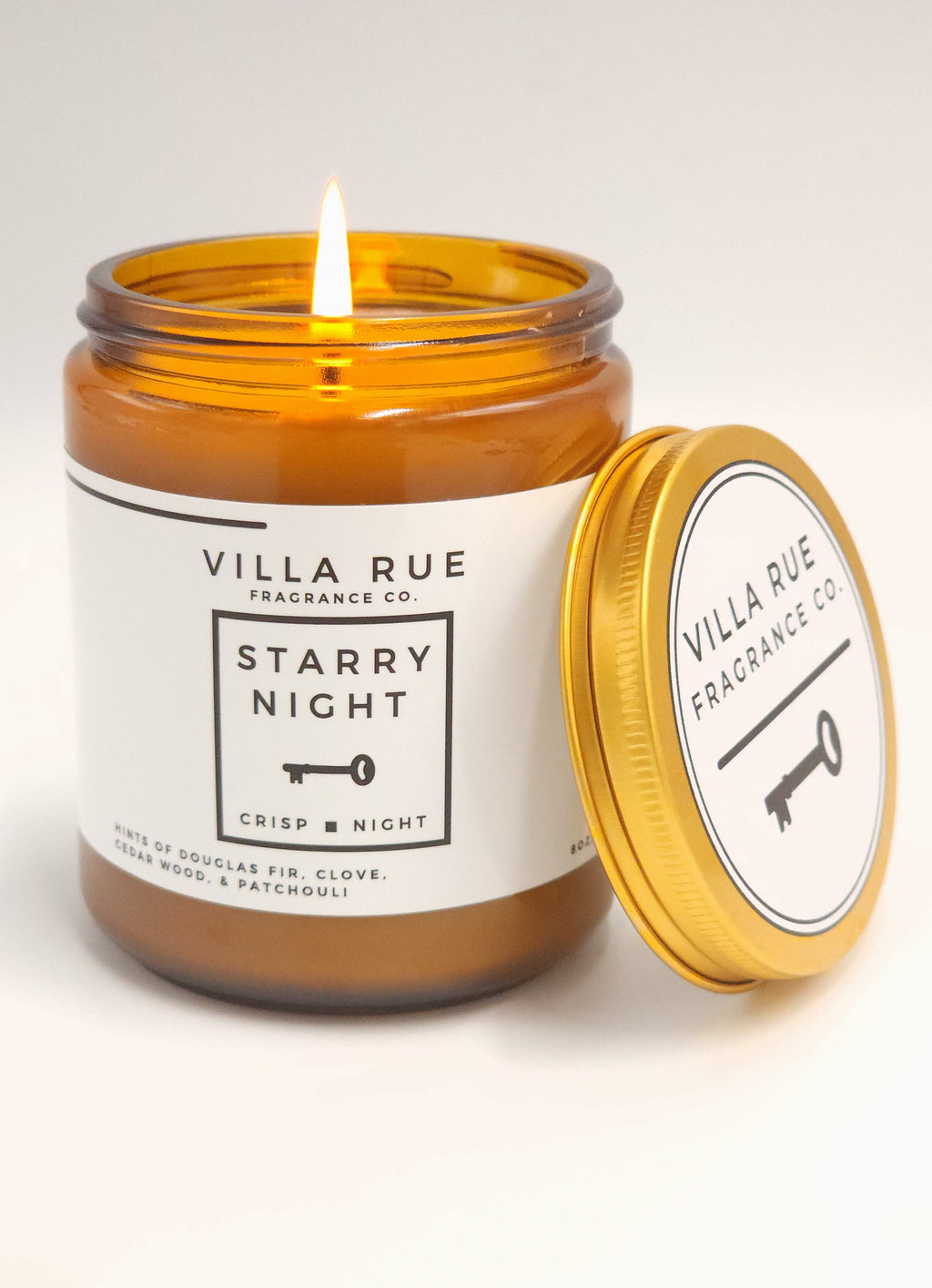 Villa Rue Starry Night soy candle — 8oz Amber Jar