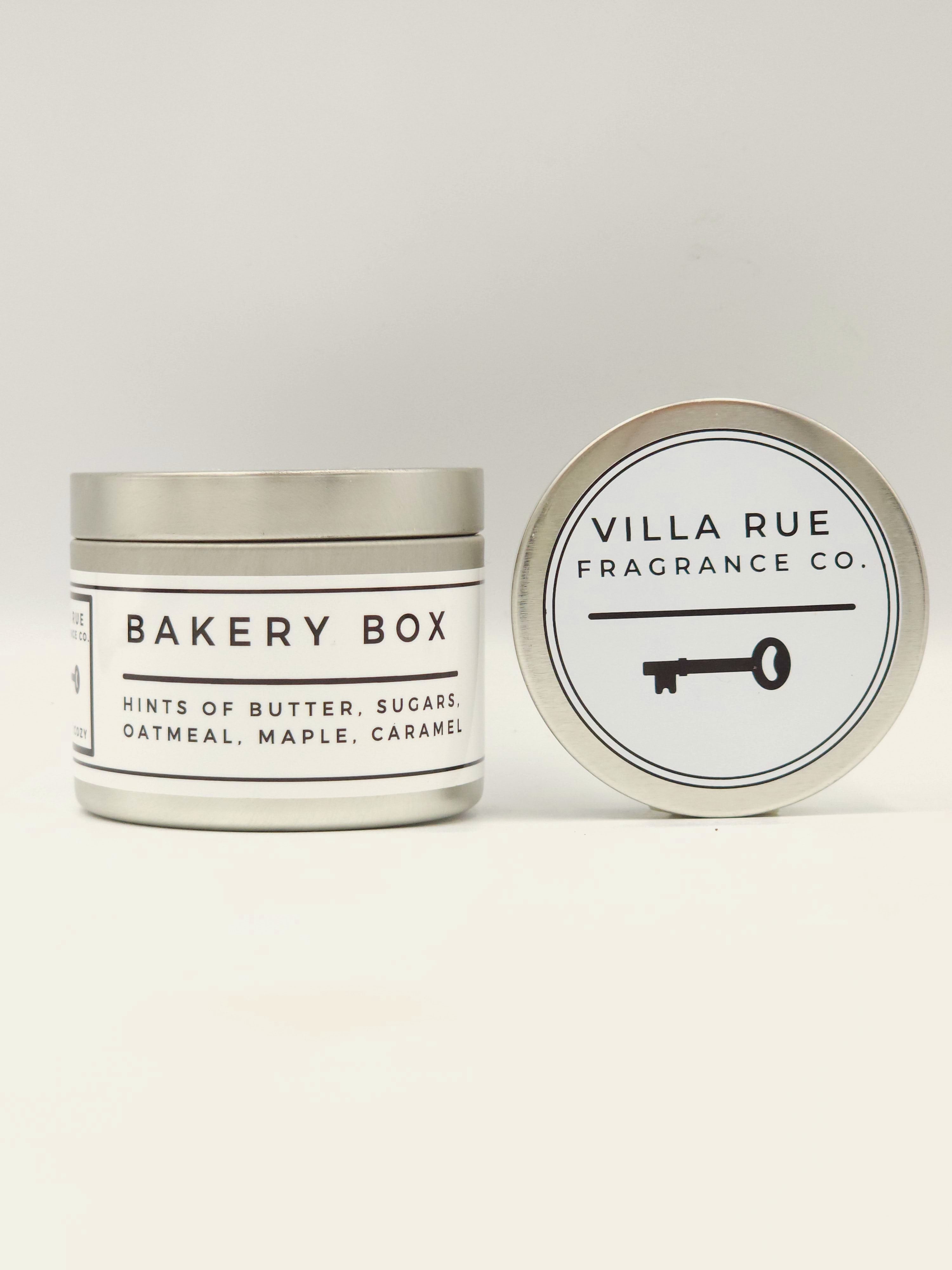 Villa Rue Bakery Box soy candle — 4oz Tin