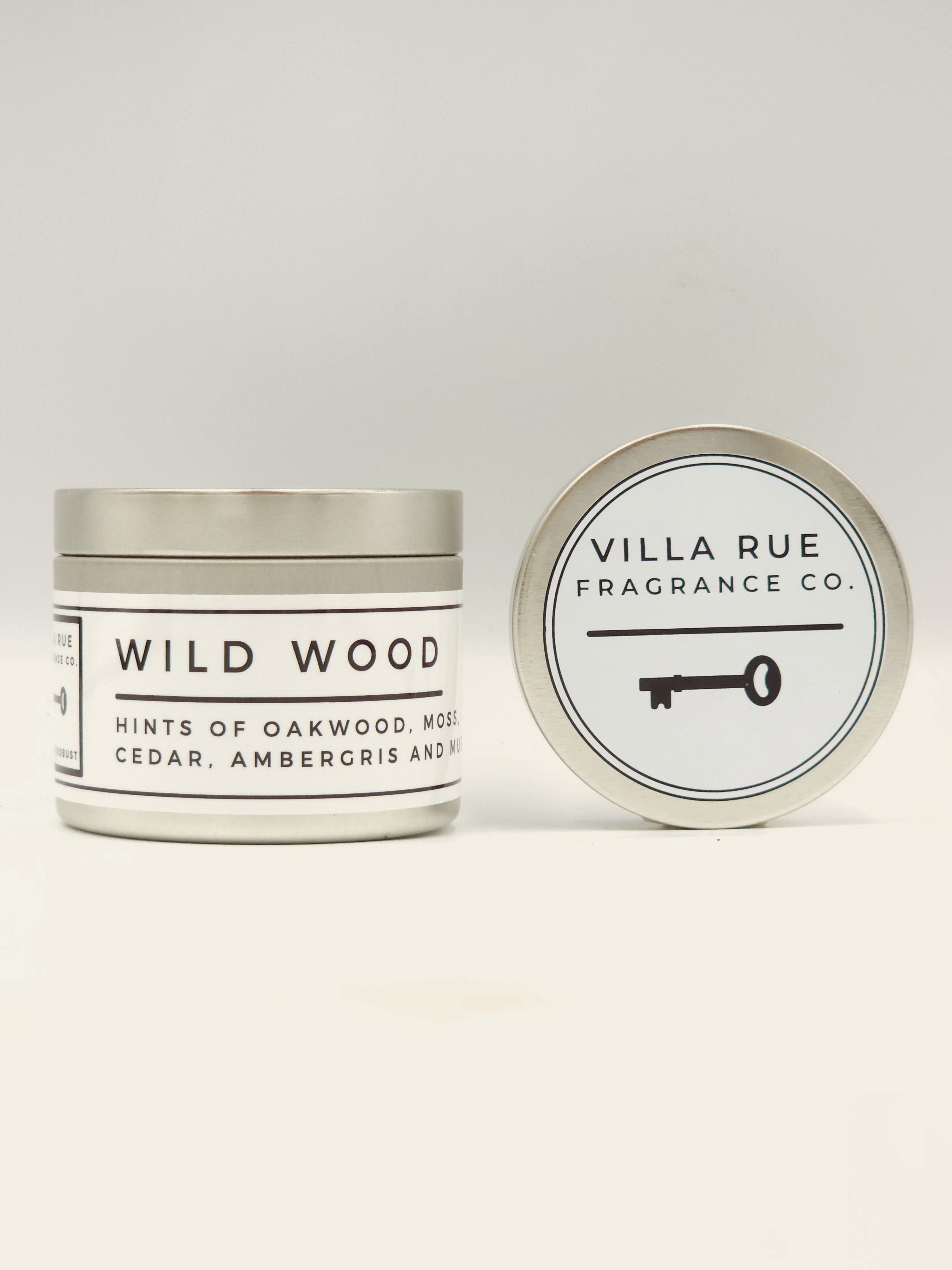 Villa Rue Wild Wood soy candle — 4oz Tin