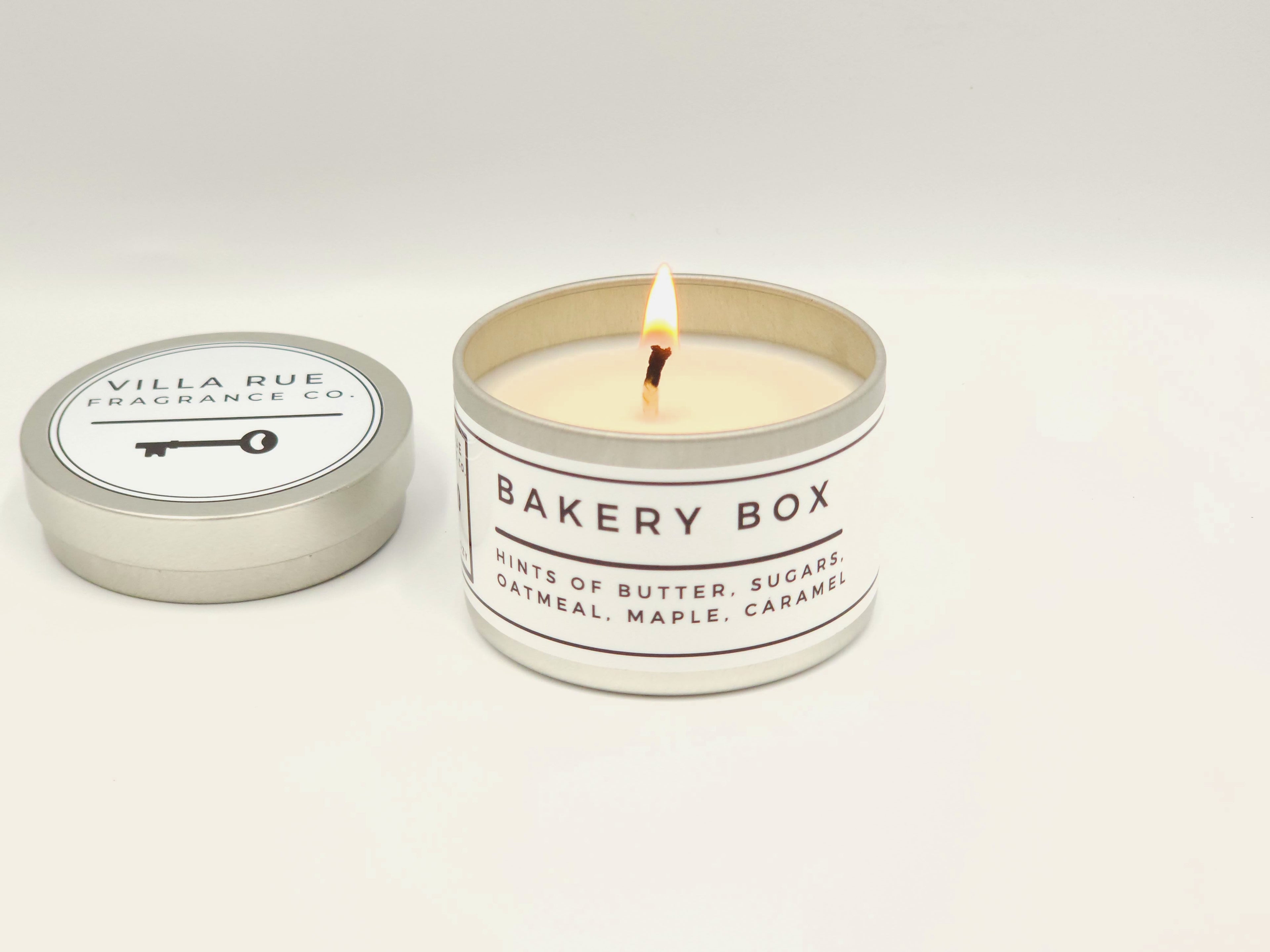 Villa Rue Bakery Box soy candle — 4oz Tin