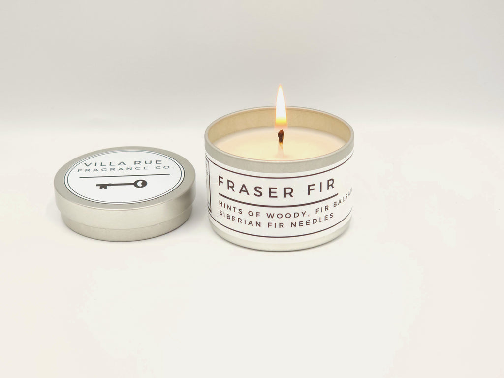 Villa Rue Fraser Fir soy candle — 4oz Tin