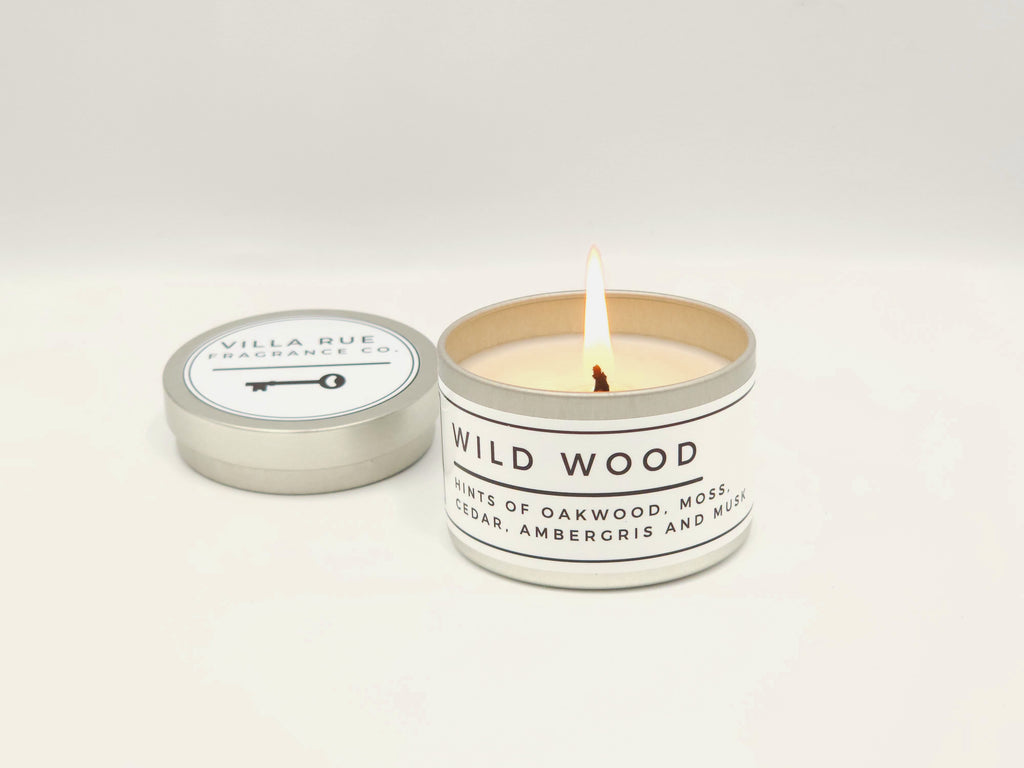 Villa Rue Wild Wood soy candle — 4oz Tin