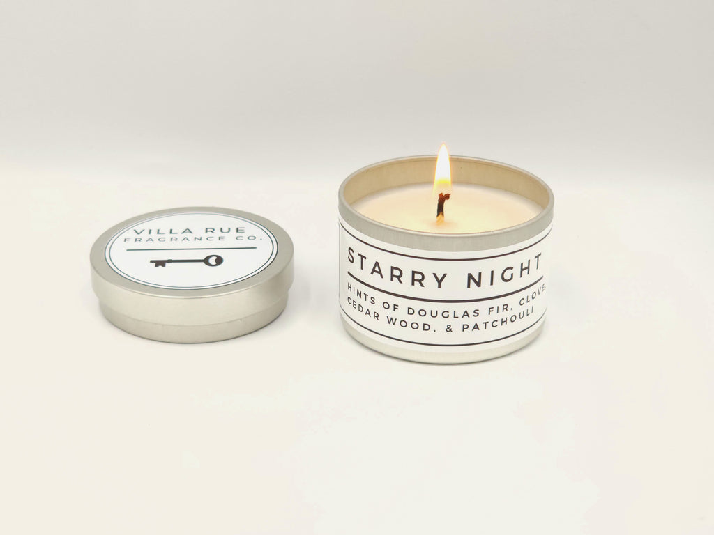Villa Rue Starry Night soy candle — 4oz Tin