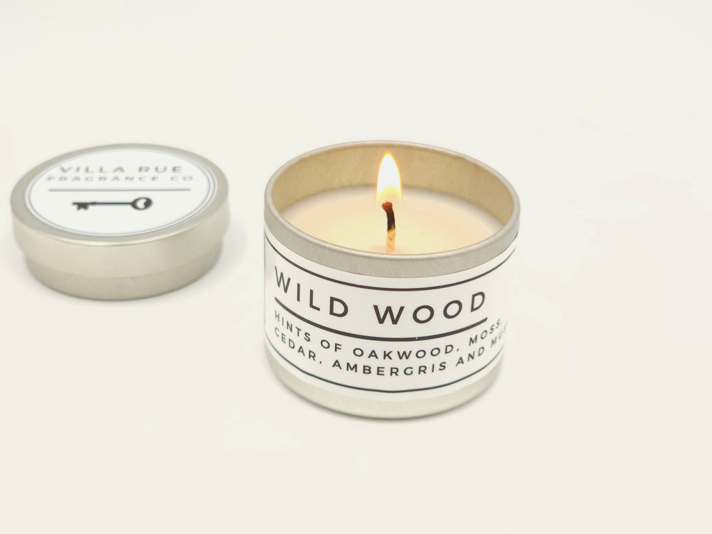 Villa Rue Wild Wood soy candle — 2oz Tin
