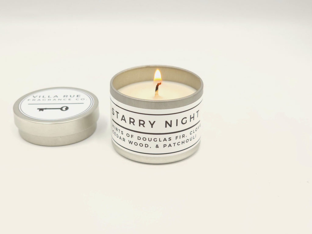 Villa Rue Starry Night soy candle — 2oz Tin