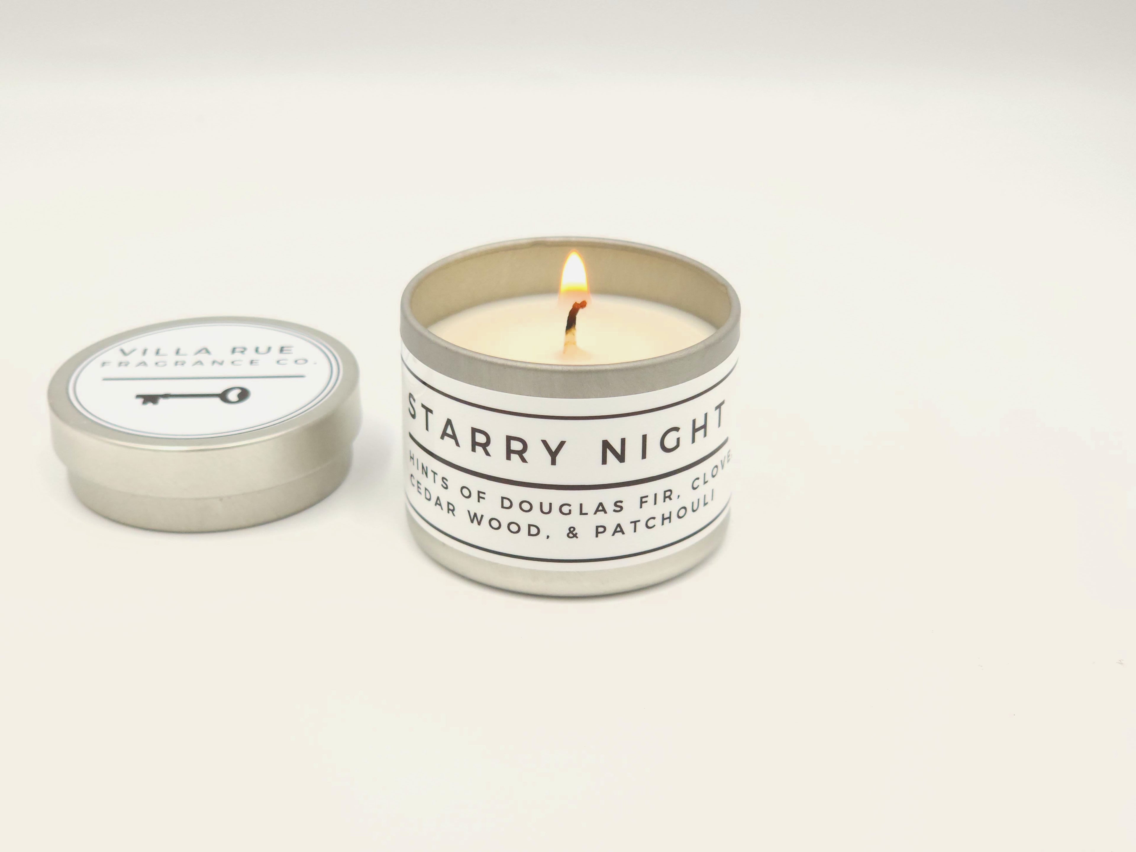 Villa Rue Starry Night soy candle — 2oz Tin