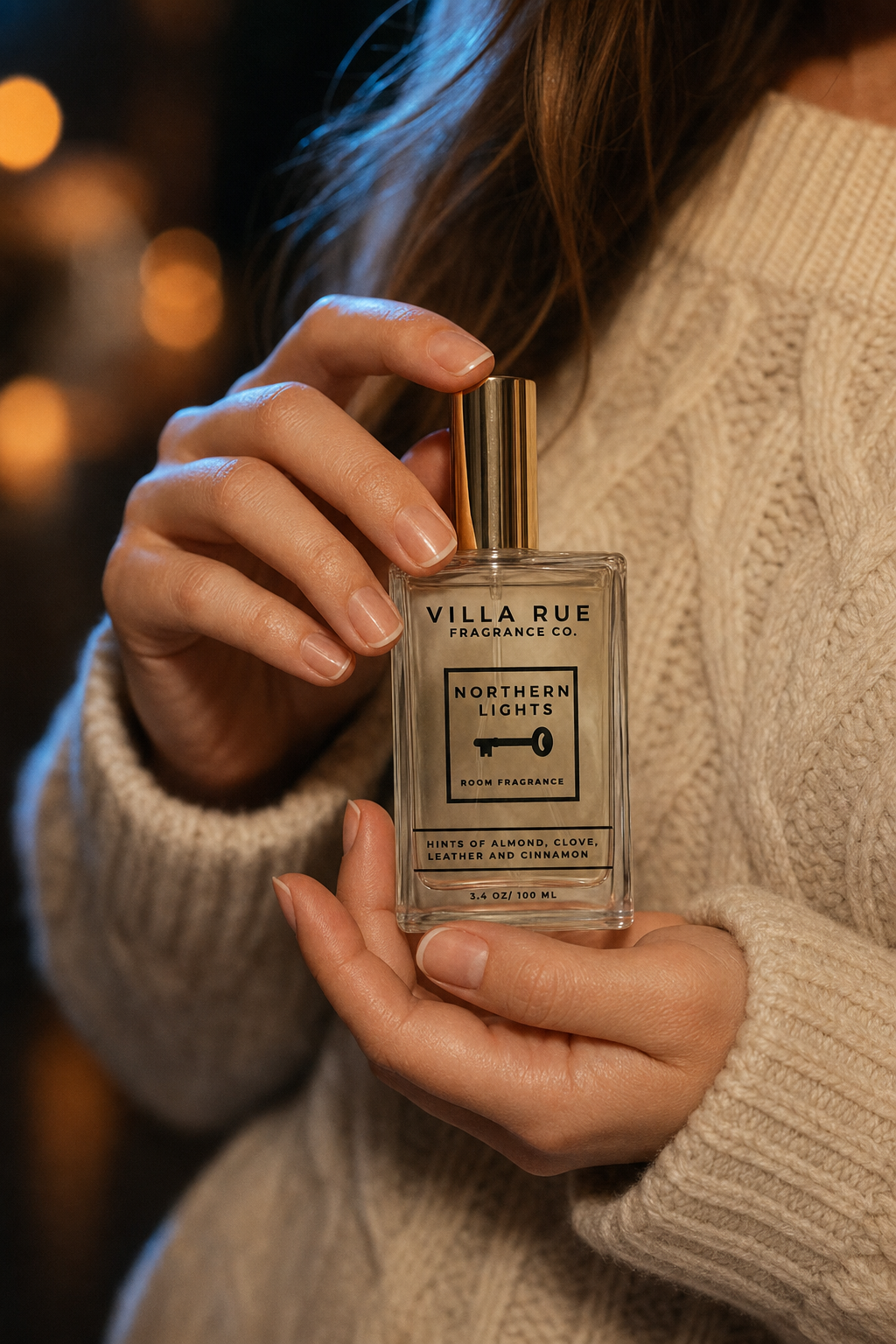 Villa Rue Northern Lights room & body mist — lifestyle model shot