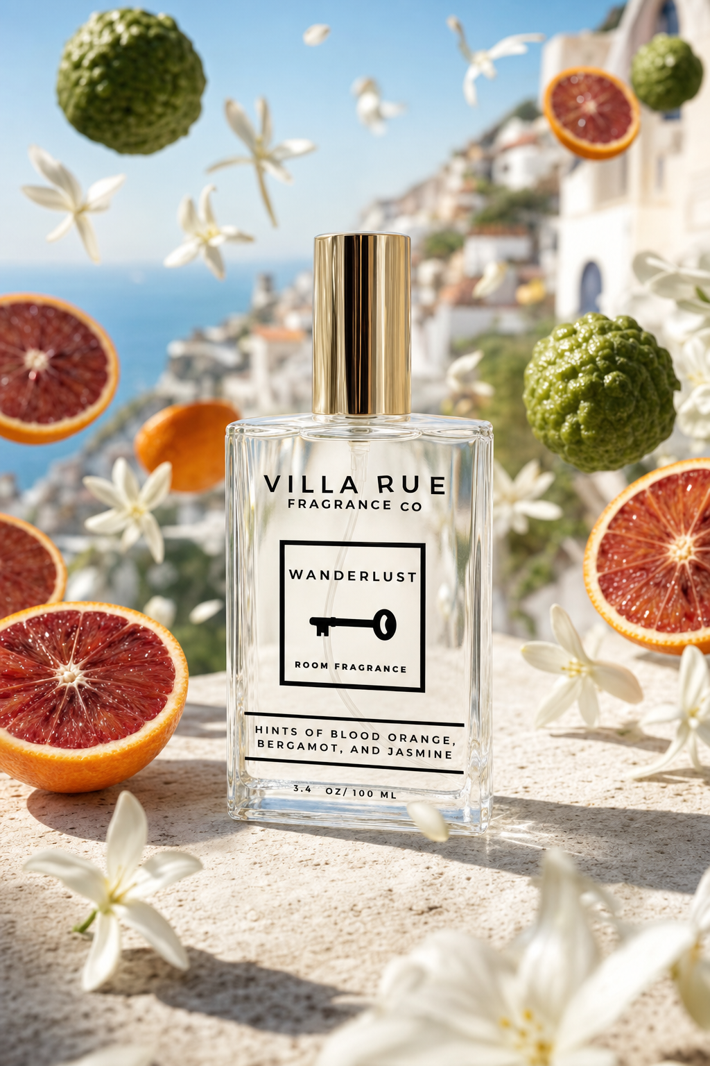 Villa Rue Wanderlust room & body mist — themed scene