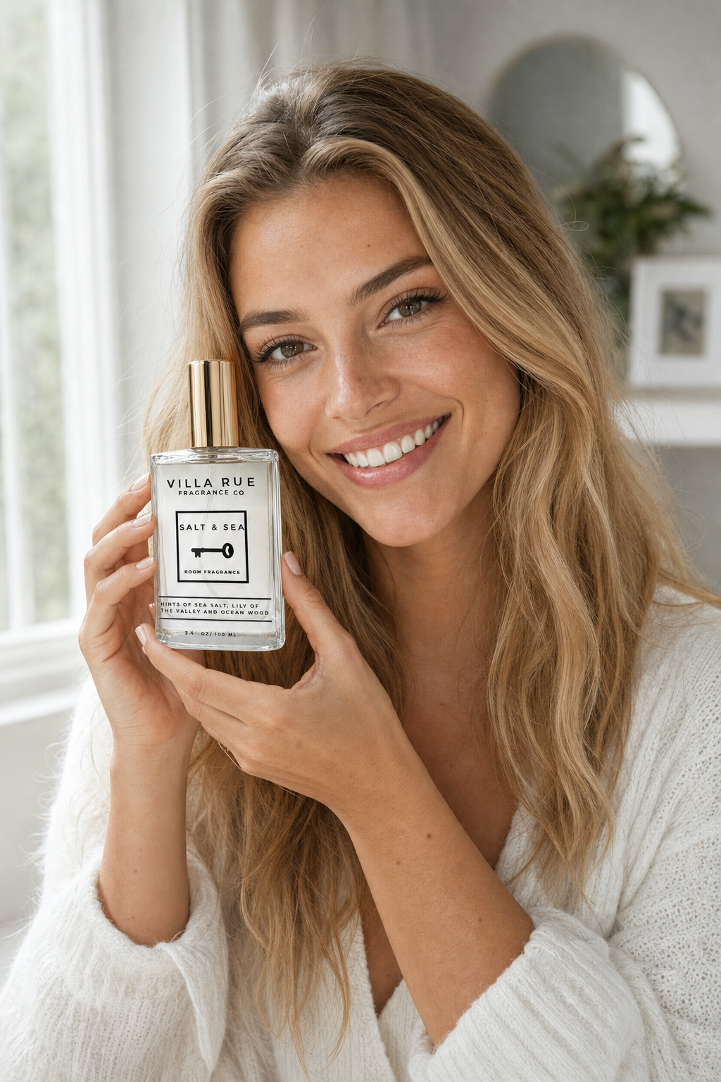 Villa Rue Salt Sea room & body mist — lifestyle model shot