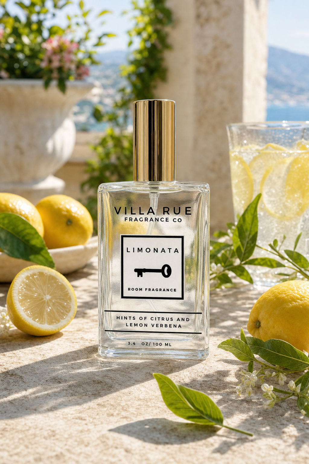 Villa Rue Limonata room & body mist — themed scene