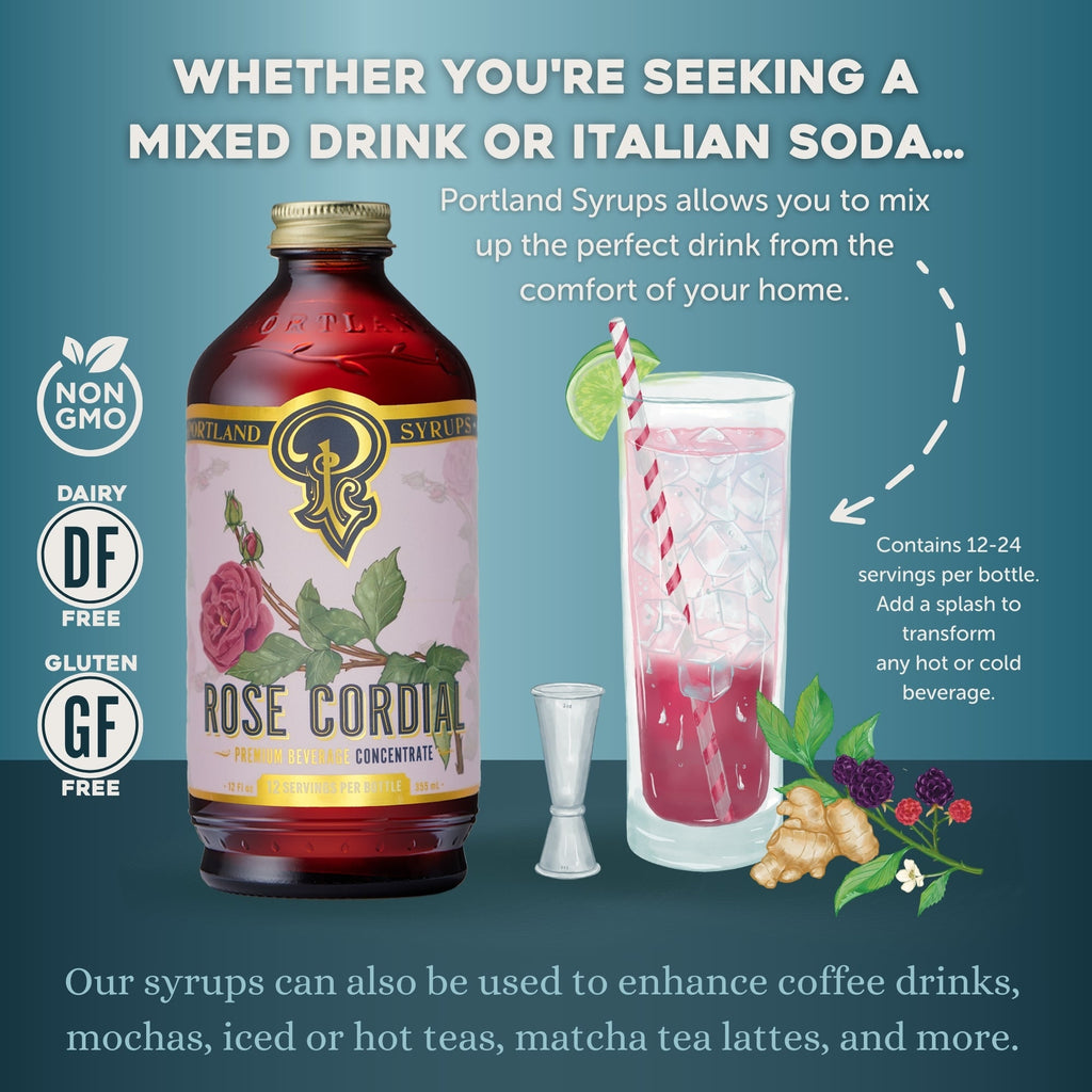 Portland Syrups Rose Cordial Syrup 12oz