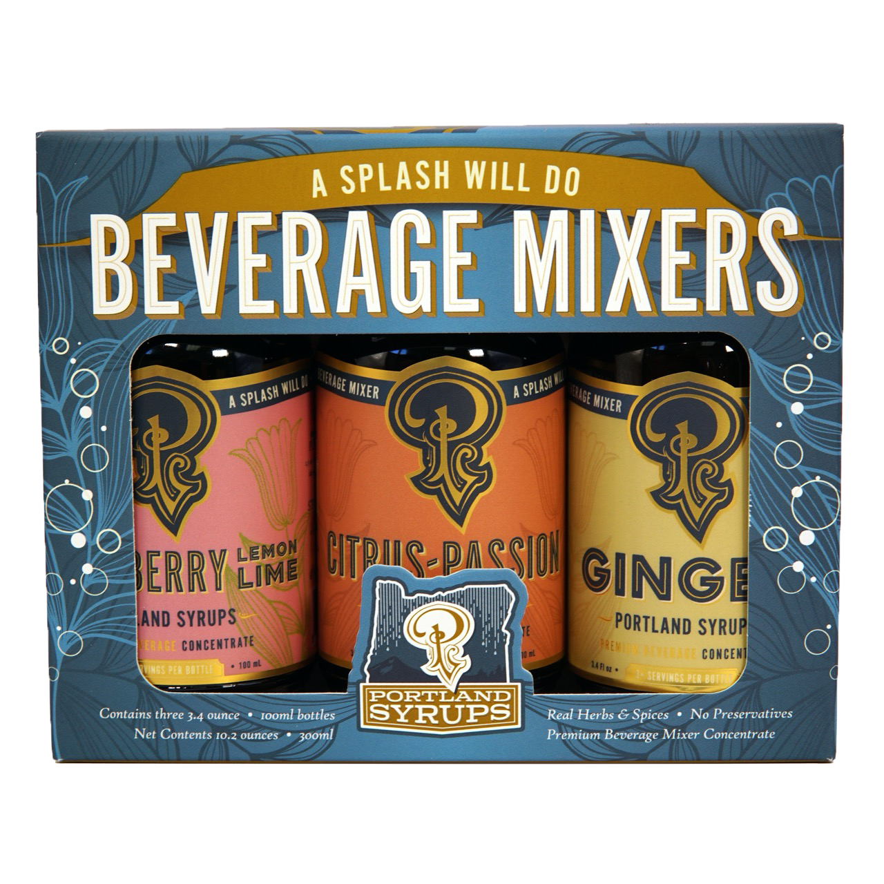 Portland Syrups Blue Variety Gift Set, 3-Pack Sampler