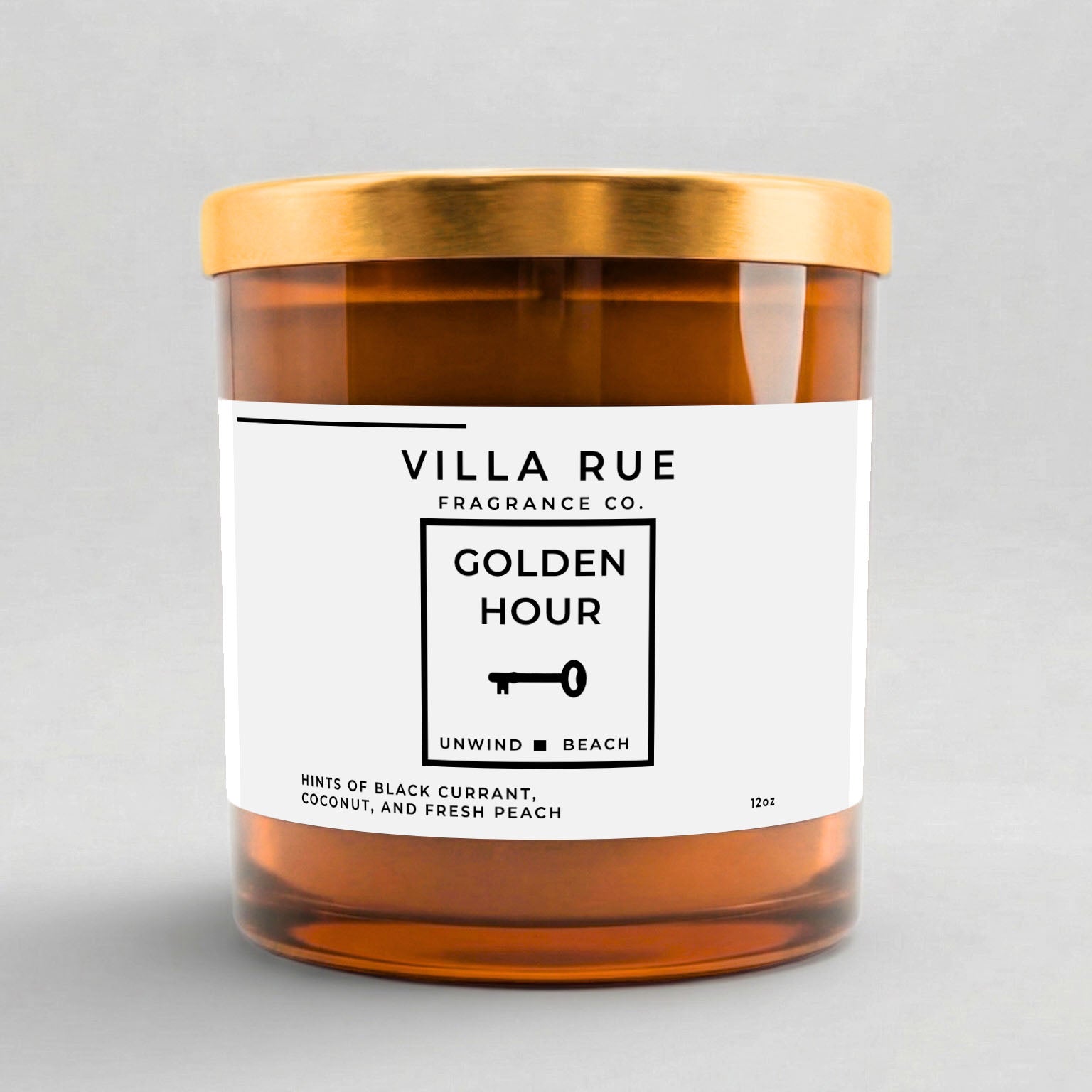 Villa Rue Golden Hour soy candle — 12oz Amber Jar