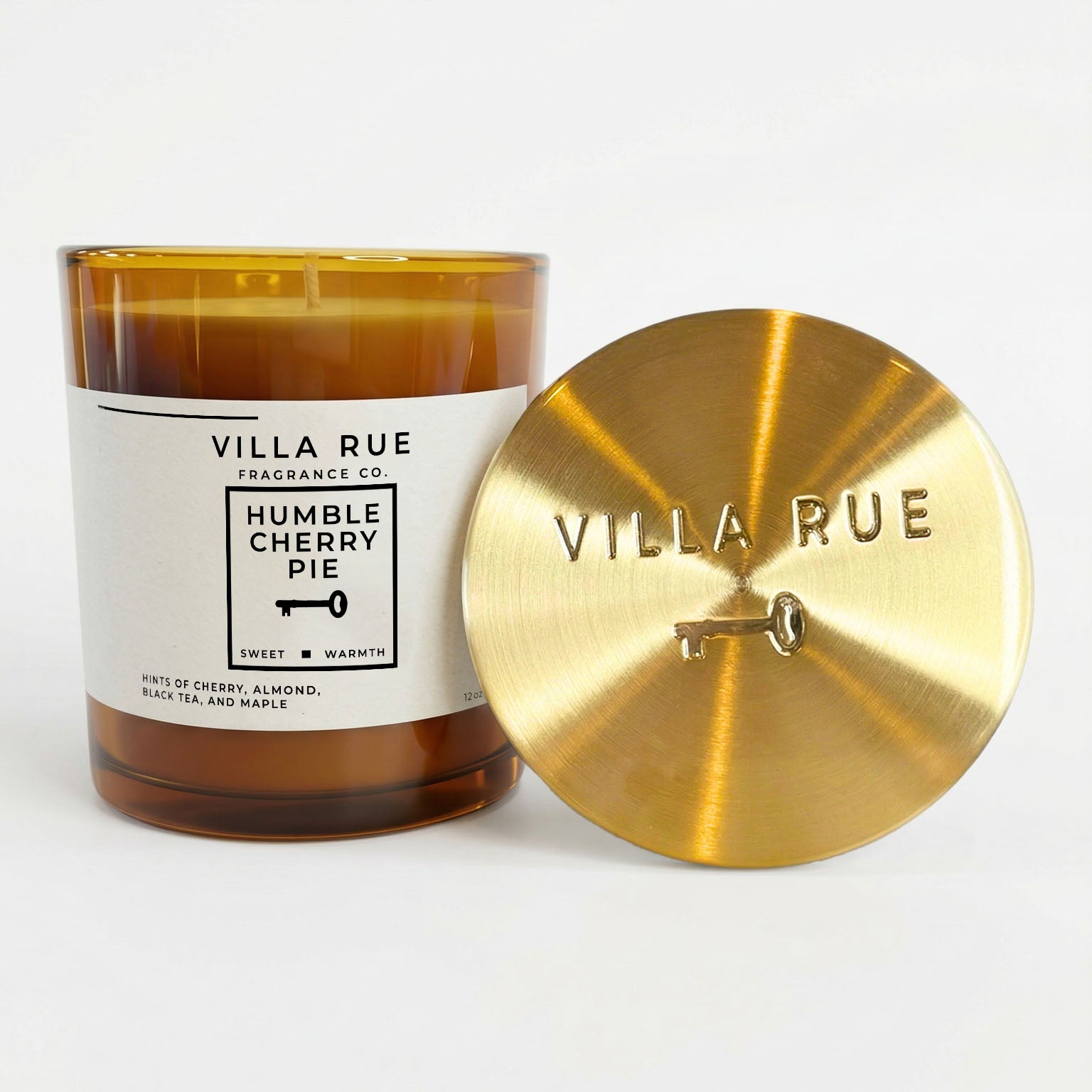 Villa Rue Humble Cherry Pie soy candle — 12oz Amber Jar