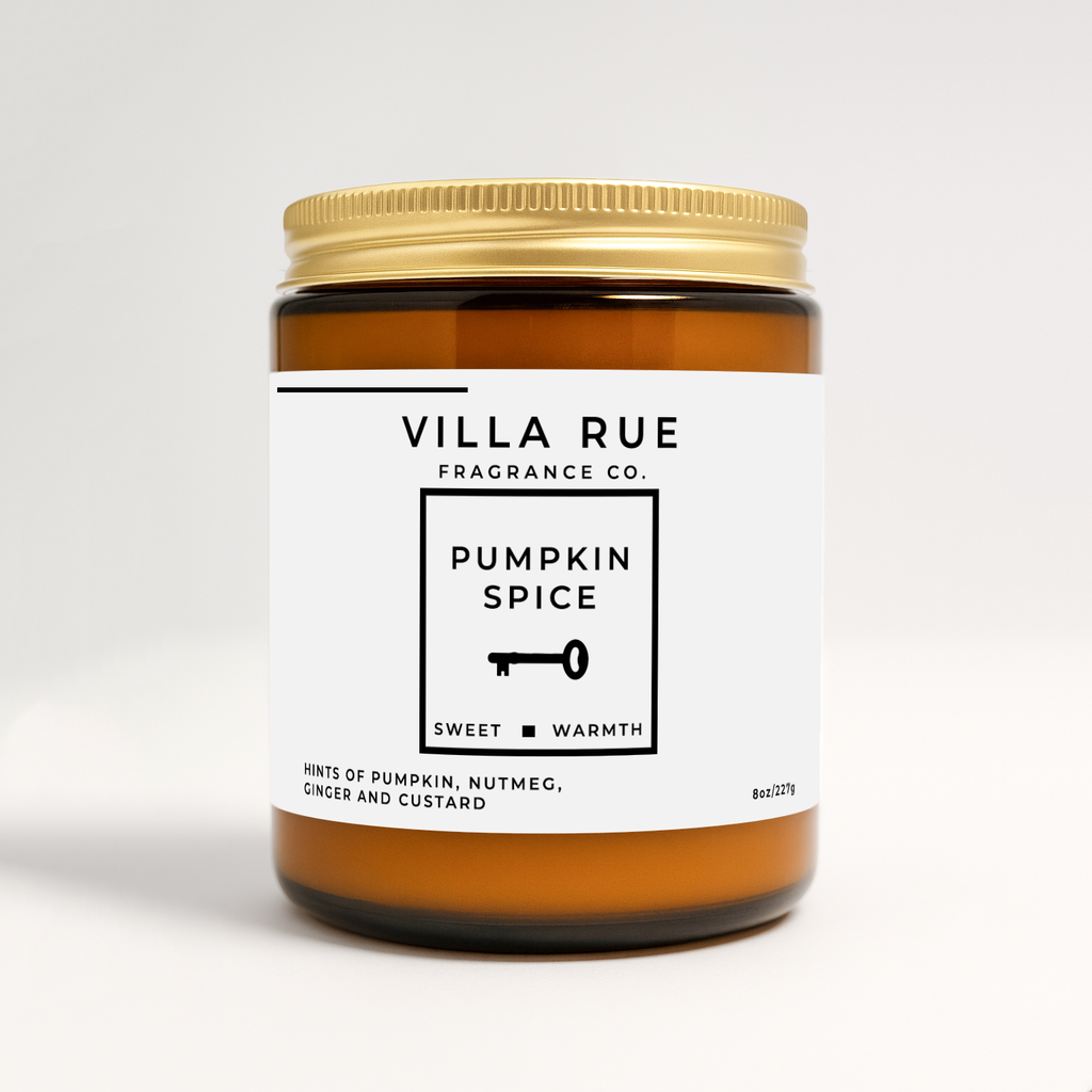 Villa Rue Pumpkin Spice soy candle — 8oz Amber Jar