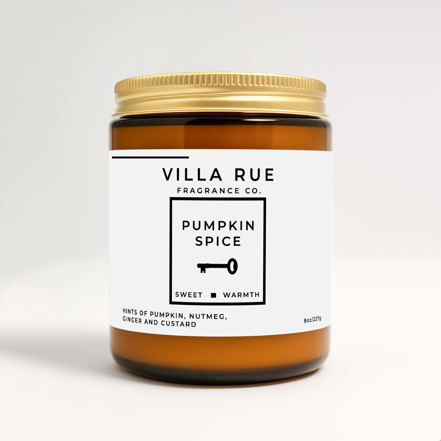 Villa Rue Pumpkin Spice soy candle — 8oz Amber Jar