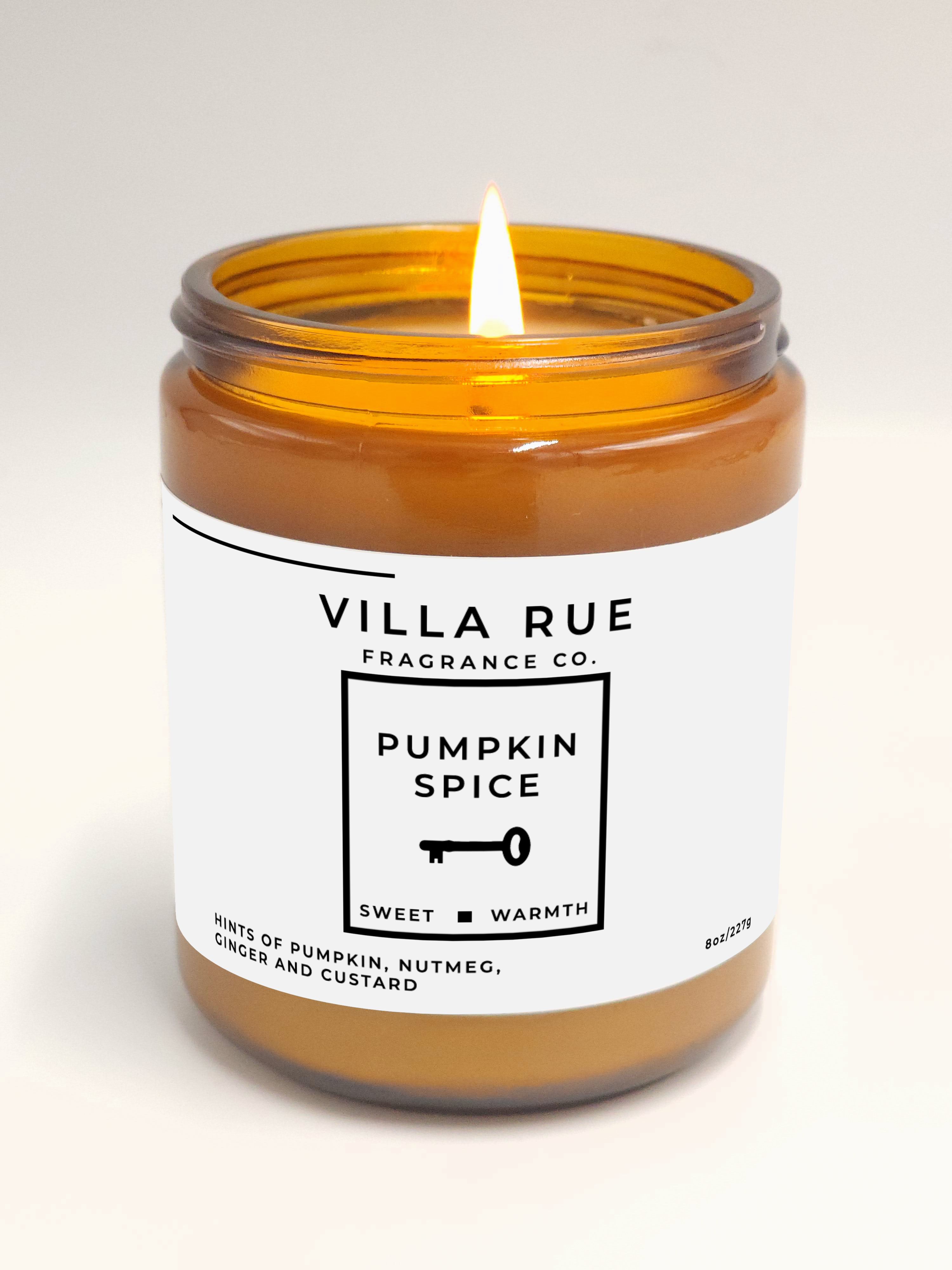Villa Rue Pumpkin Spice soy candle — 8oz Amber Jar
