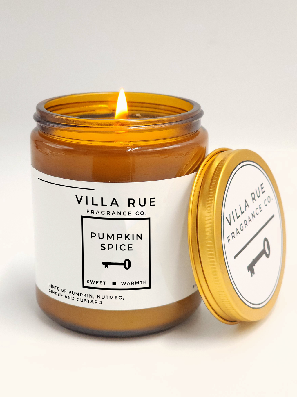 Villa Rue Pumpkin Spice soy candle — 8oz Amber Jar