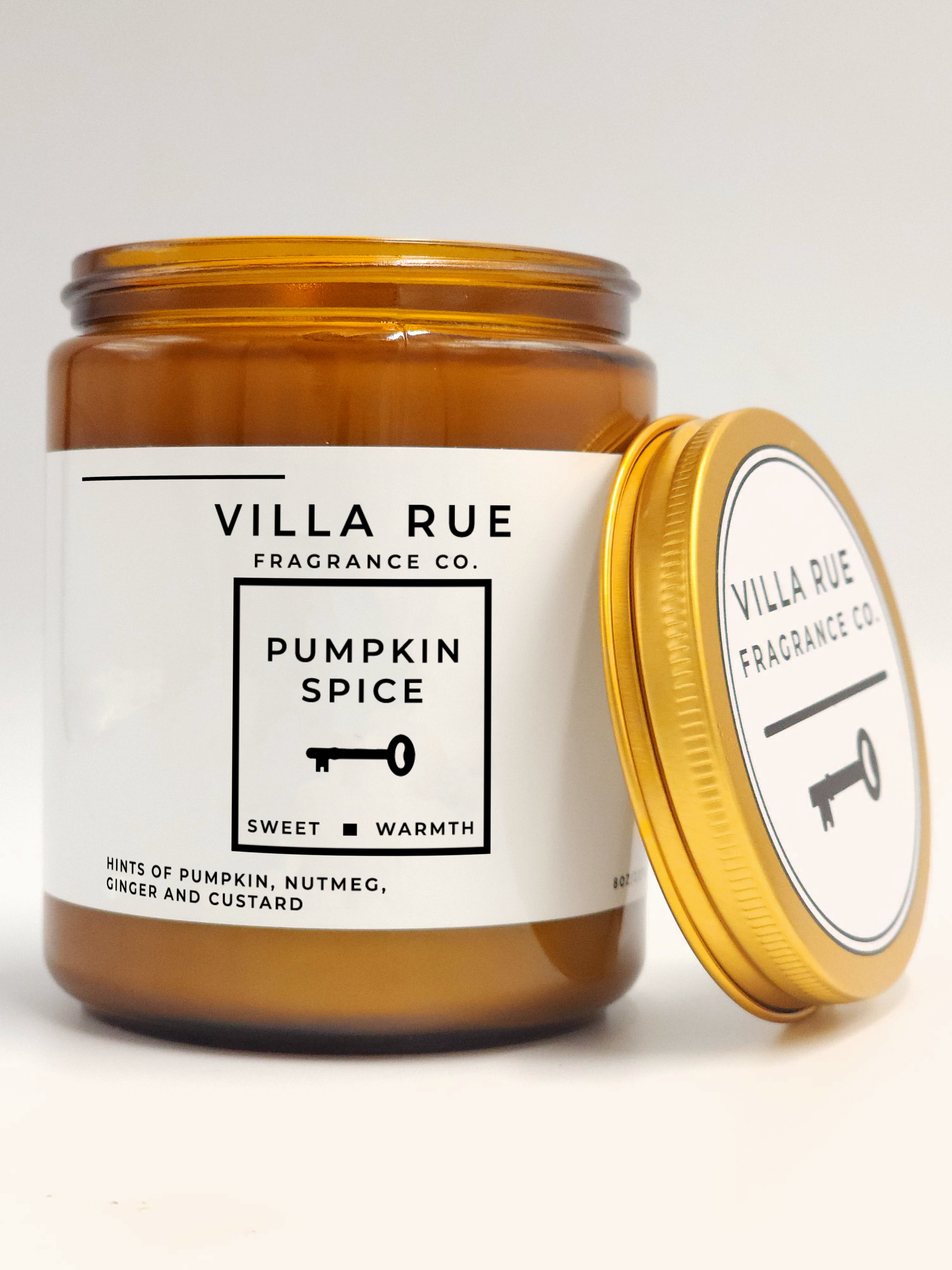 Villa Rue Pumpkin Spice soy candle — 8oz Amber Jar