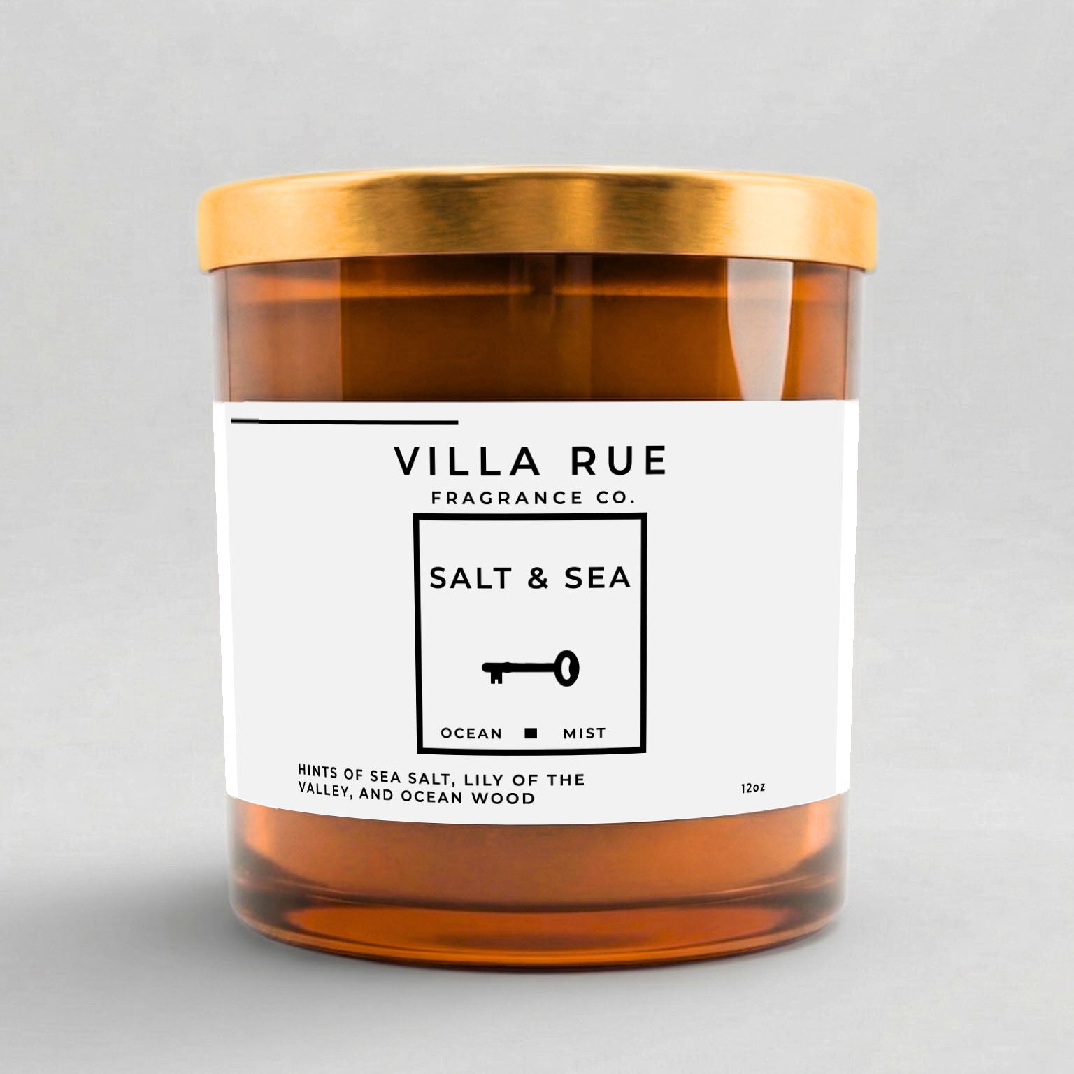 Villa Rue Salt & Sea soy candle — 12oz Amber Jar