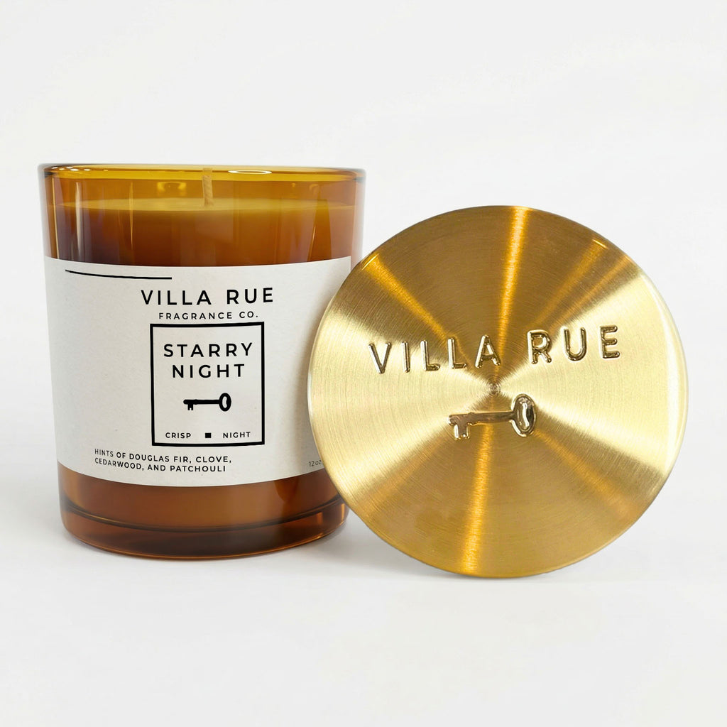Villa Rue Starry Night soy candle — 12oz Amber Jar