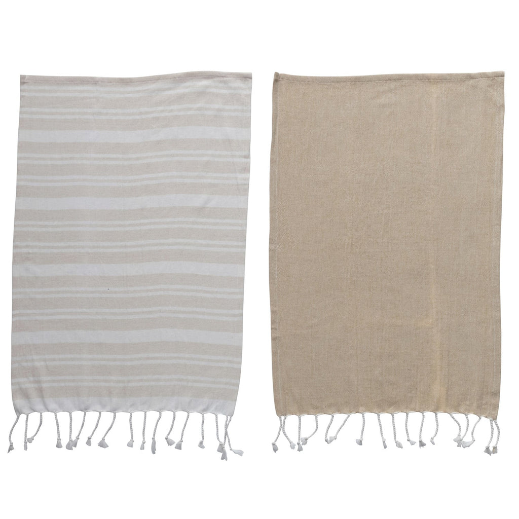 Textured Fringe Cotton Tea Towel