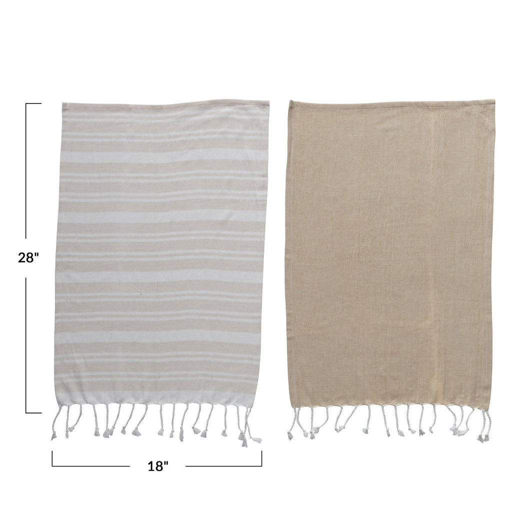 Textured Fringe Cotton Tea Towel
