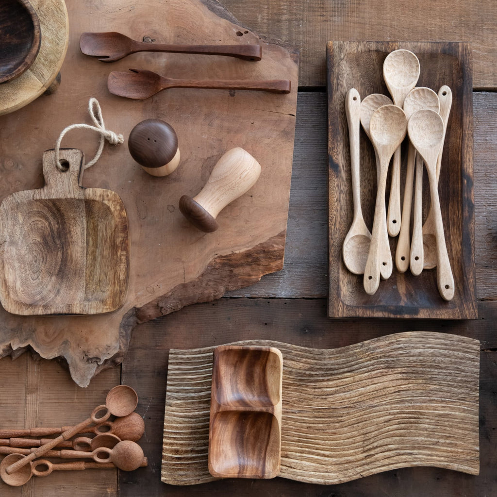 Natural Rubberwood Salt Shaker Set