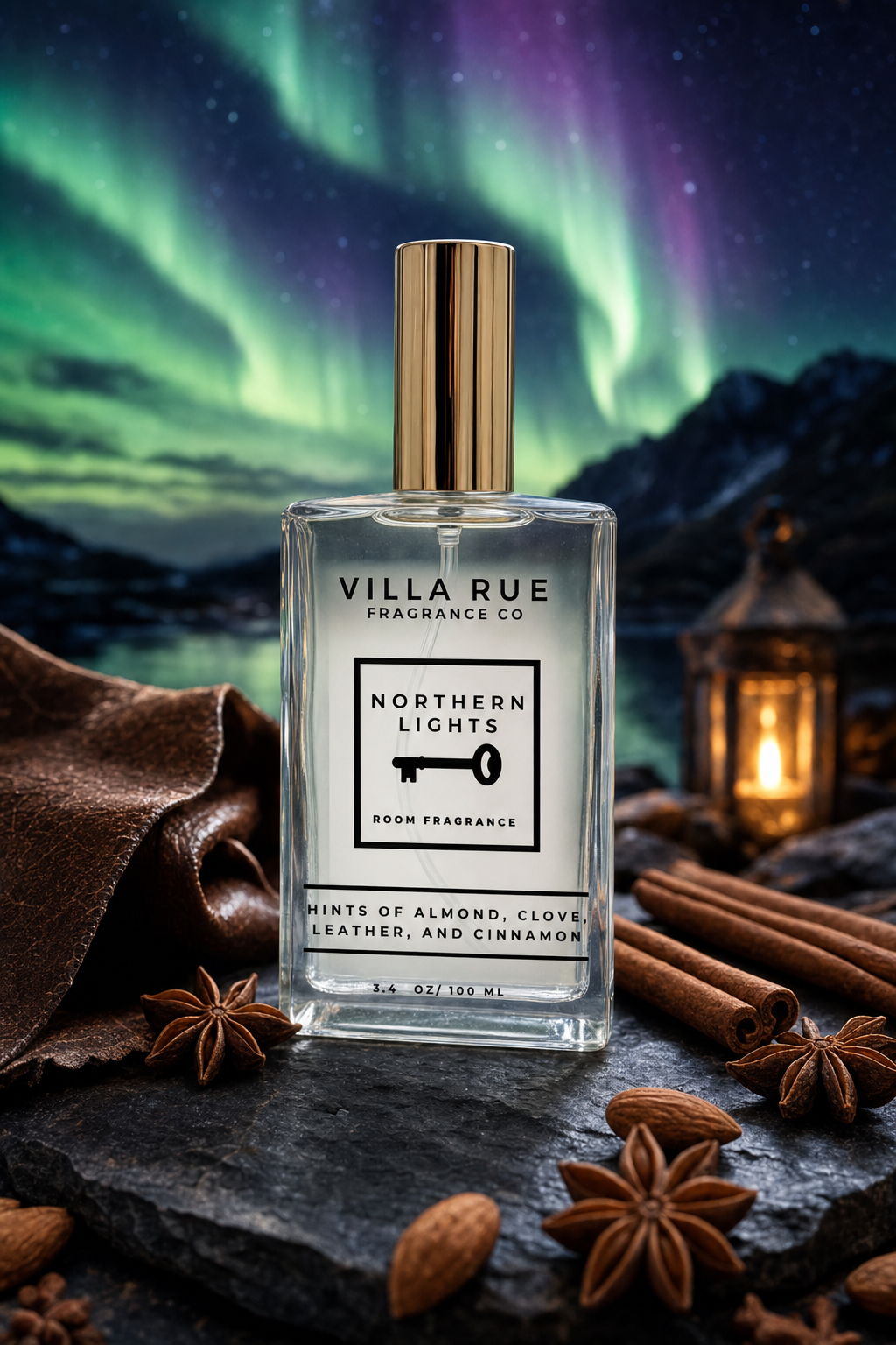 Villa Rue Northern Lights room & body mist — themed scene