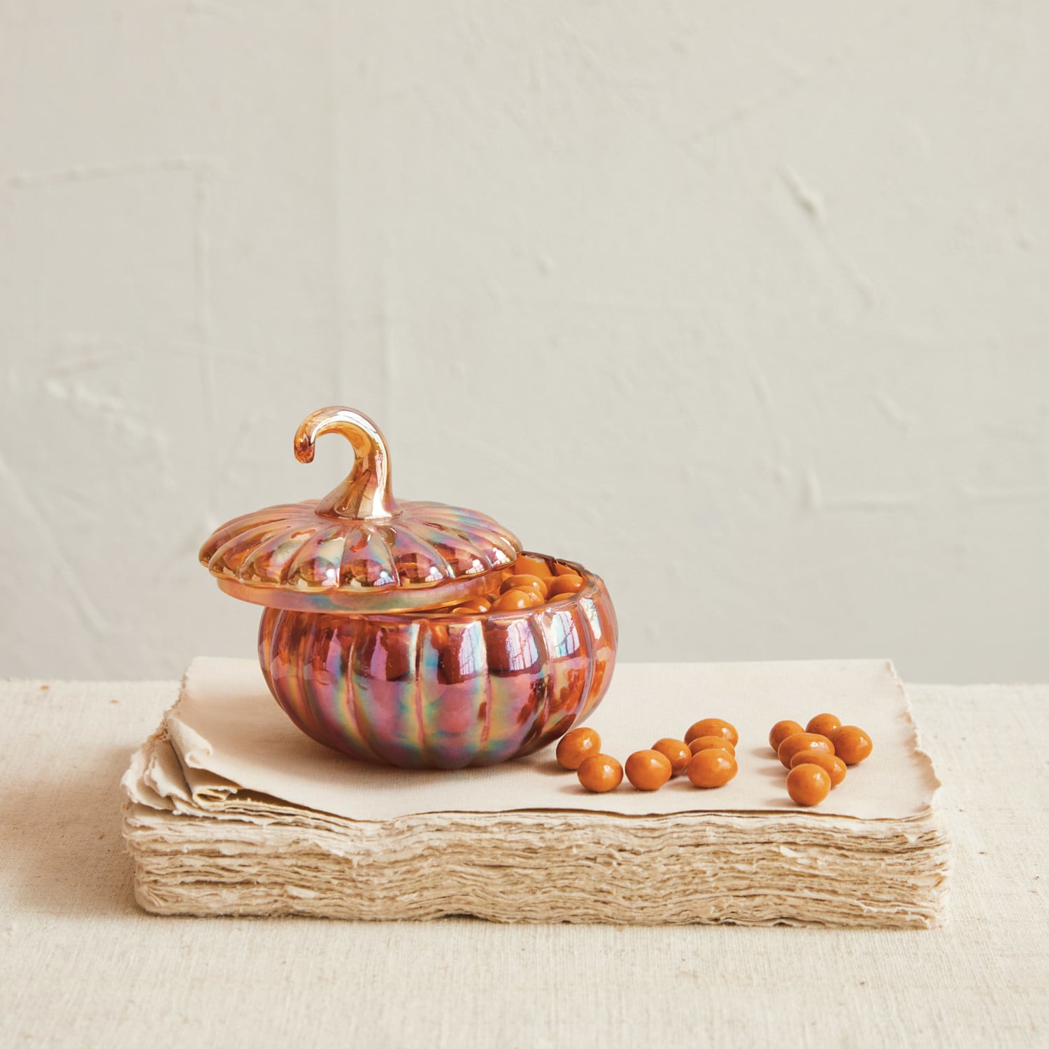 Amber Pumpkin Glass Jar